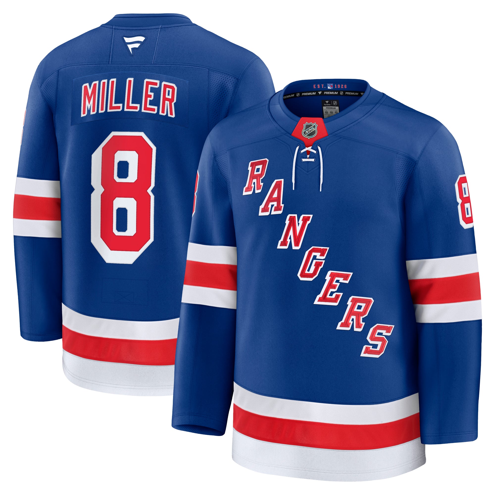 Maillot domicile premium bleu des Rangers de New York J.T. Miller (Fanatics) pour homme
