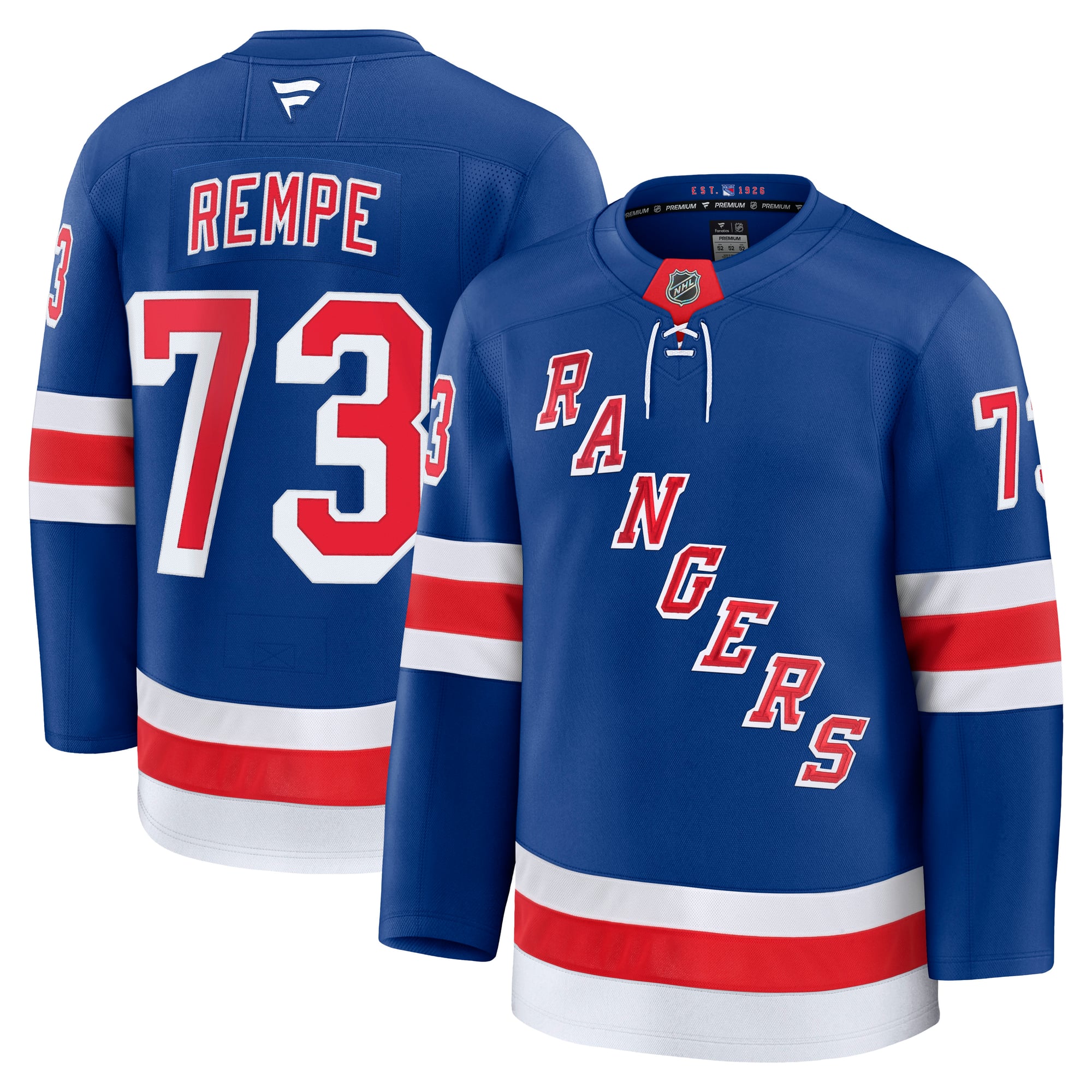 Maillot domicile premium bleu des Rangers de New York Matt Rempe (Fanatics) pour homme