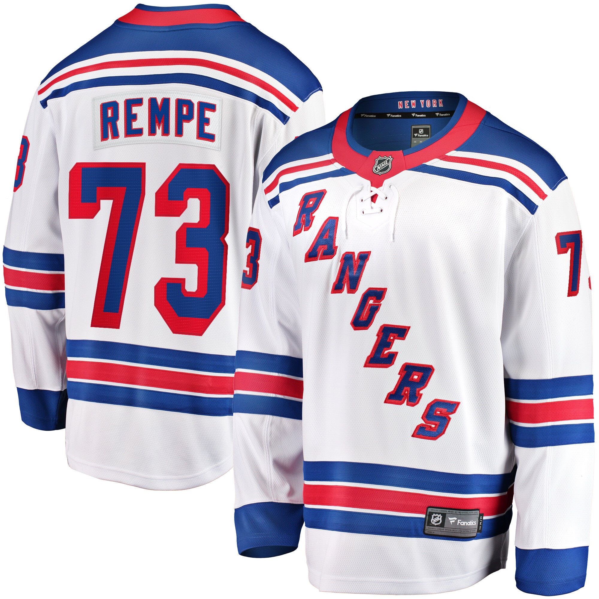 Maillot extérieur blanc Matt Rempe des Rangers de New York pour homme (Fanatics).