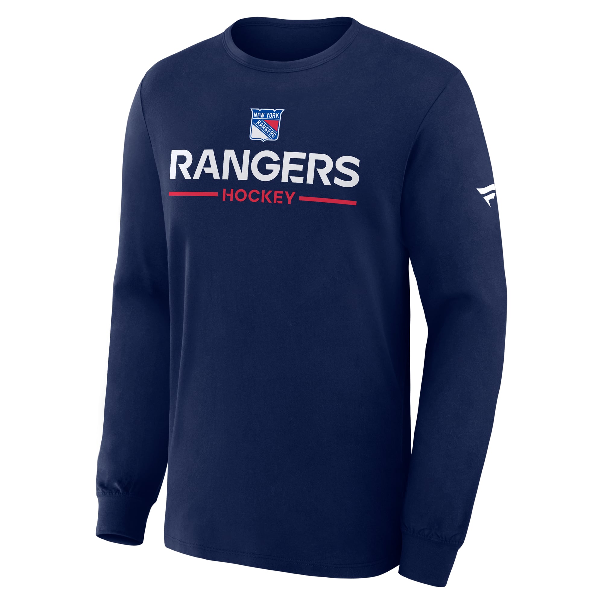 T-shirt à manches longues authentique New York Rangers bleu marine Fanatics pour homme