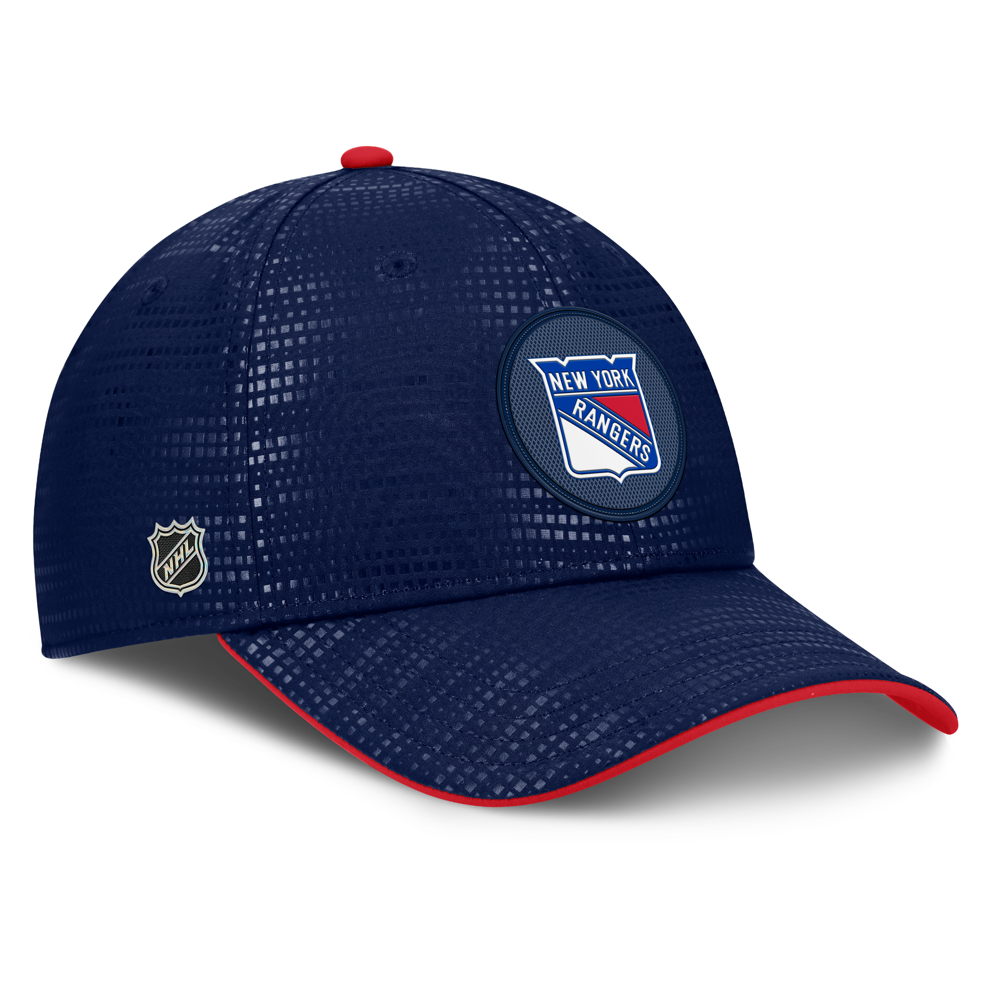 Men's Fanatics Navy New York Rangers Authentic Pro Rink Debossed Stretch Fit Hat