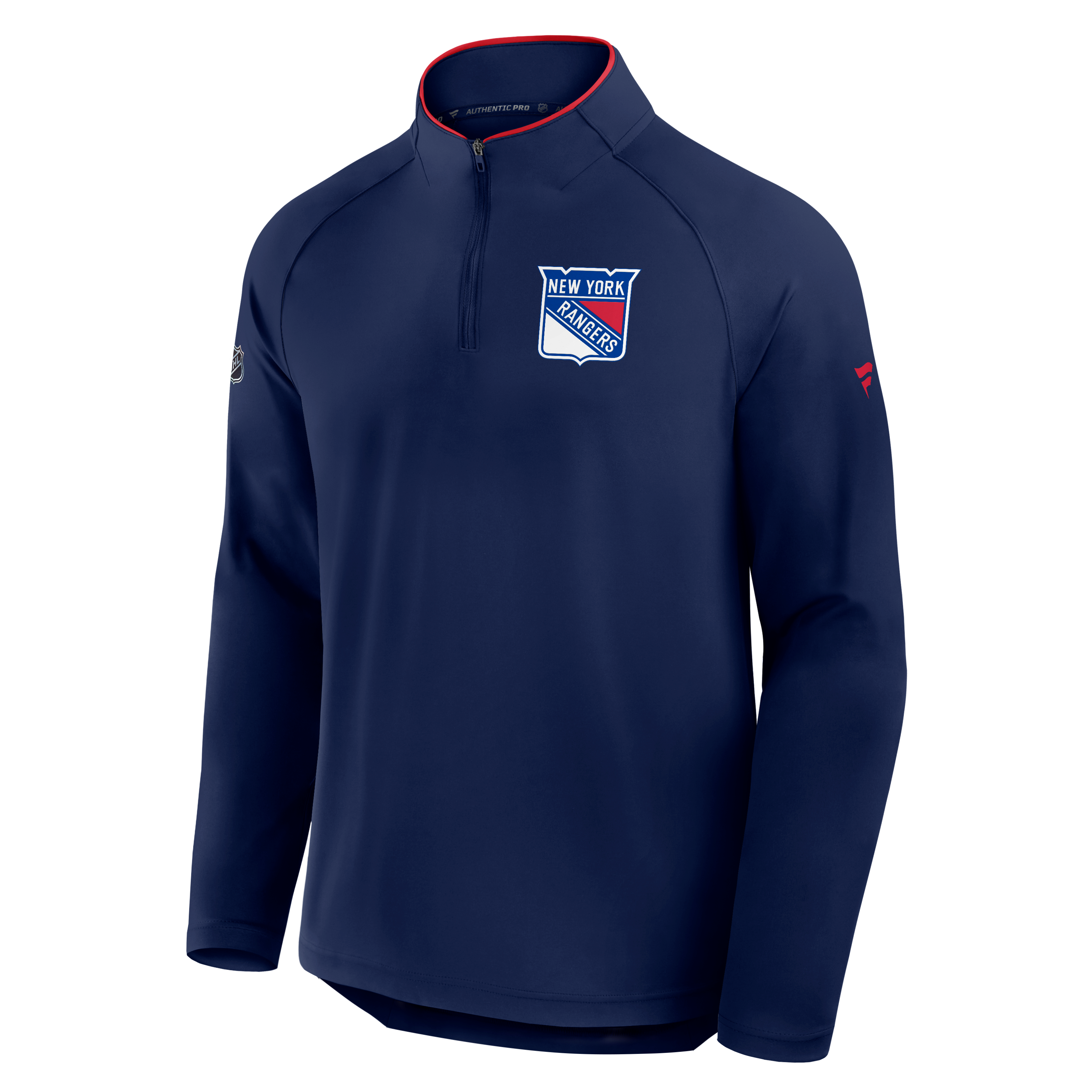 Men's Fanatics Navy New York Rangers Authentic Pro Rink Raglan Lightweight Quarter-Zip Pullover