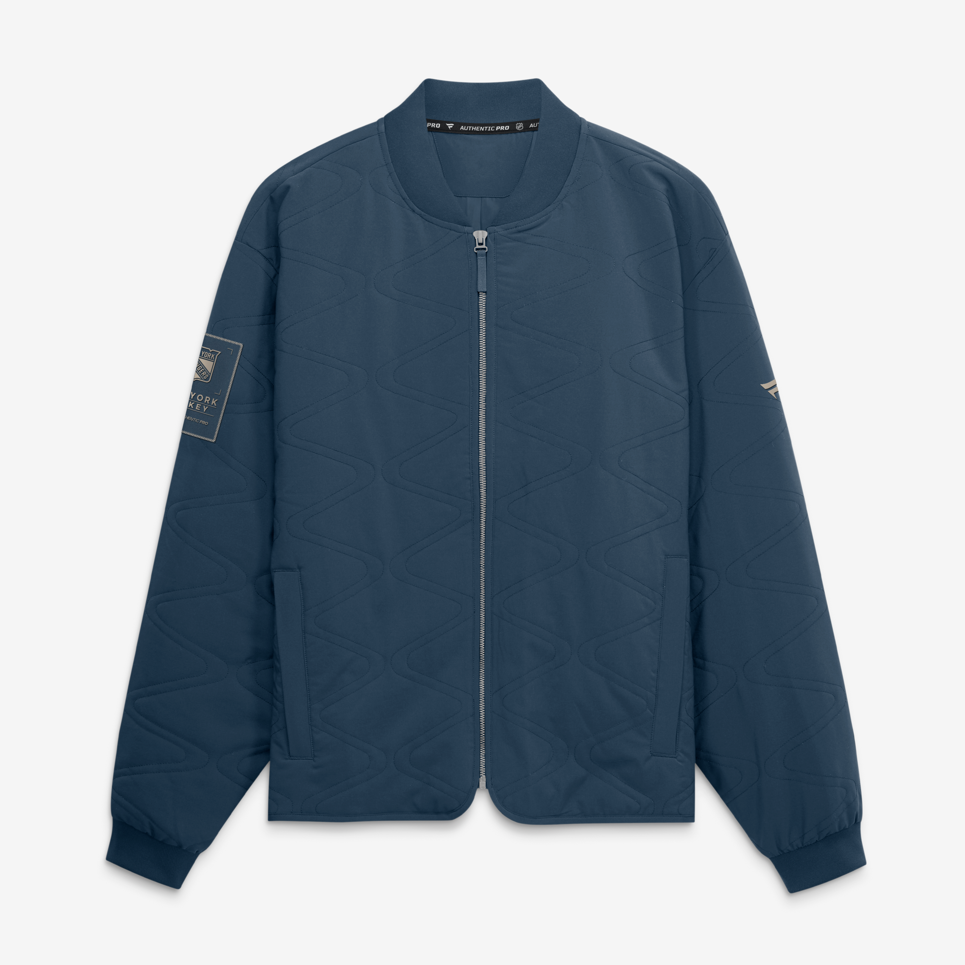Veste bomber authentique New York Rangers bleu marine pour homme (Fanatics)