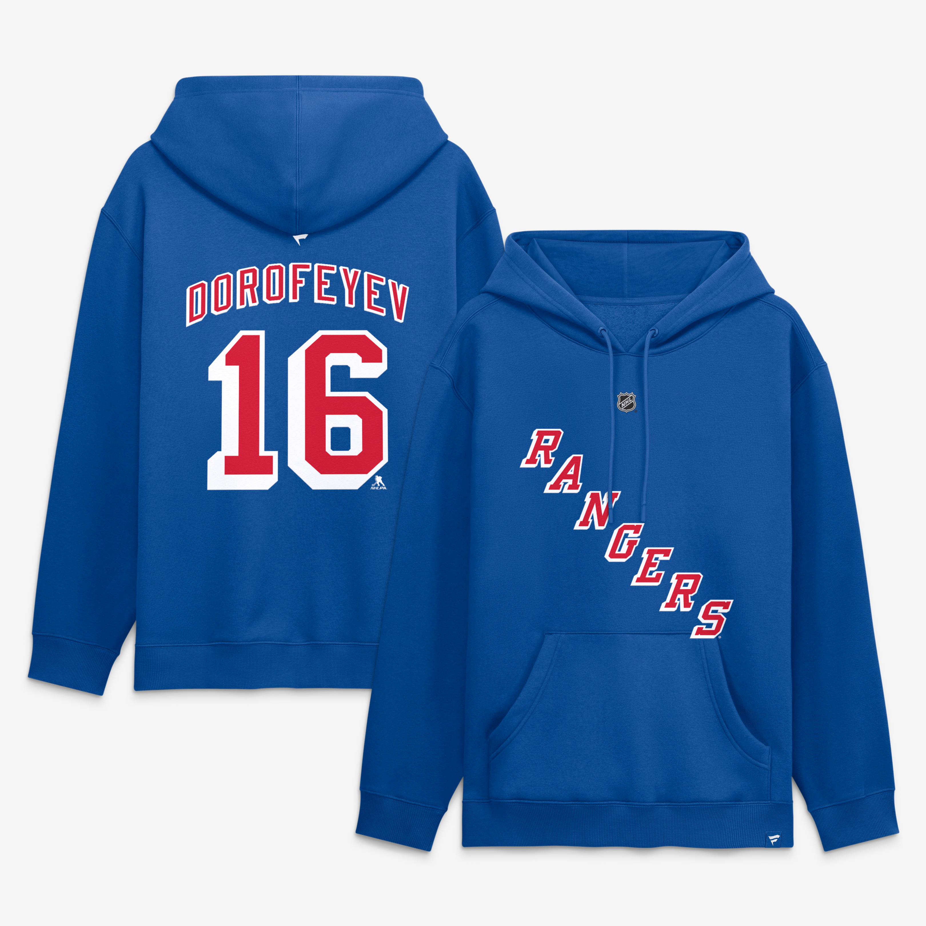 Men's Fanatics Pavel Dorofeyev Blue New York Rangers Authentic Stack Name & Number Hoodie