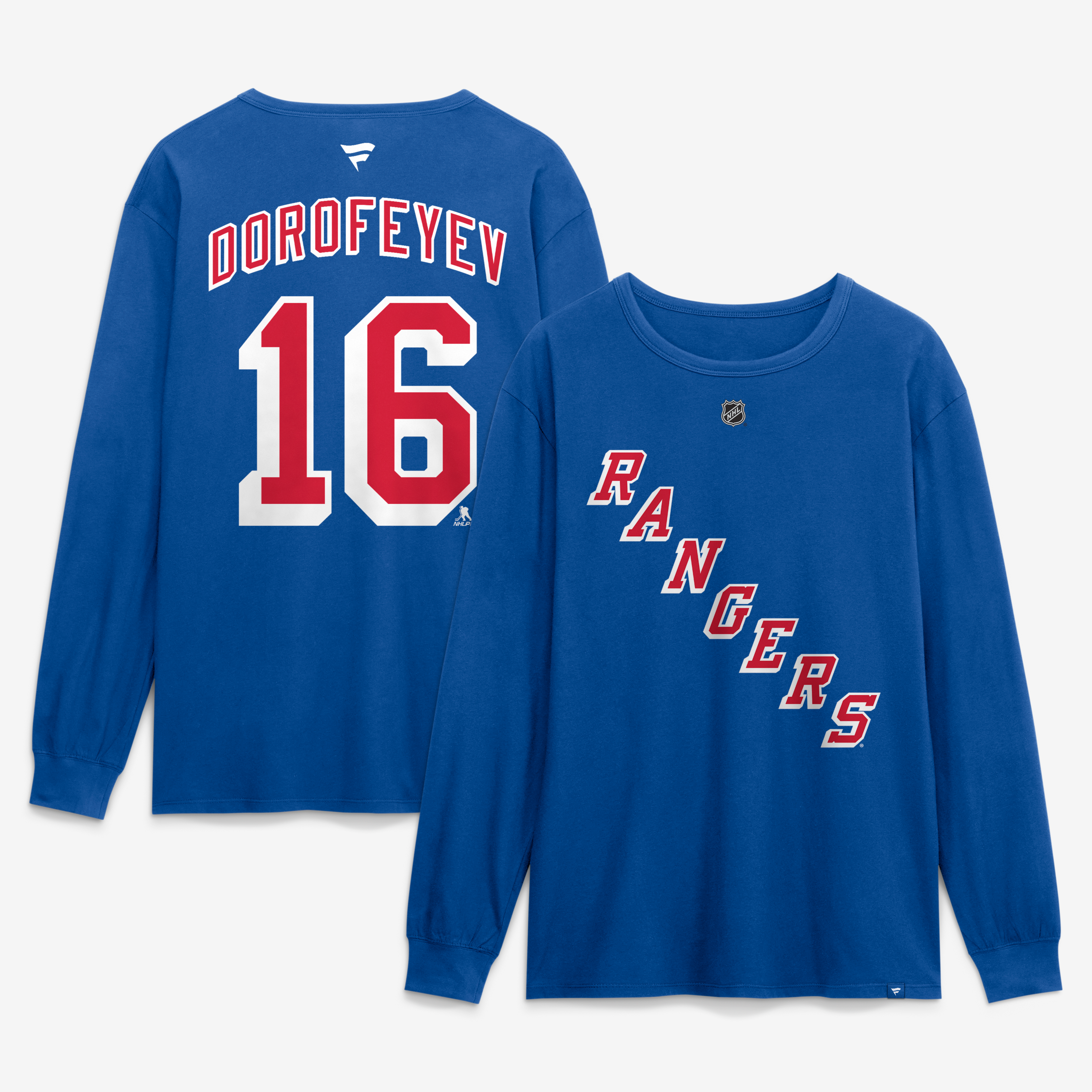 Men's Fanatics Pavel Dorofeyev Blue New York Rangers Authentic Stack Name & Number Long Sleeve T-Shirt
