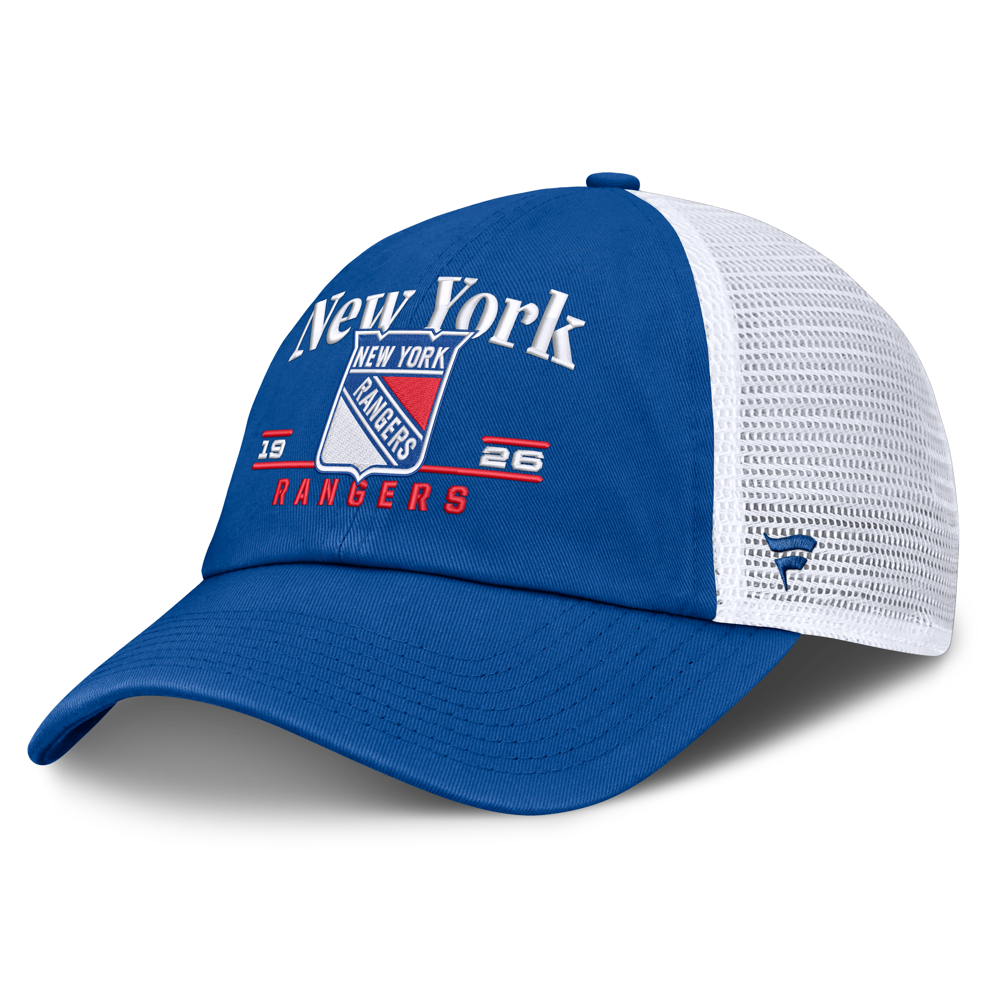 Casquette trucker ajustable Fanatics Royal New York Rangers Fundamental Underline pour homme