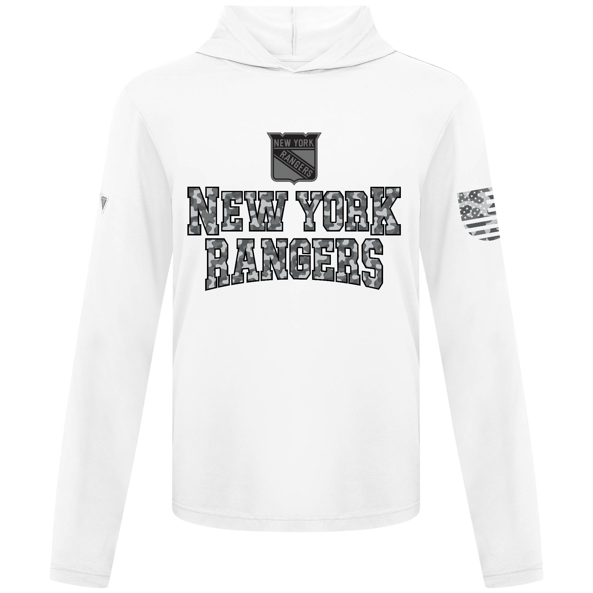 Men's Levelwear White New York Rangers Anthem Camo Long Sleeve Hooded T-Shirt
