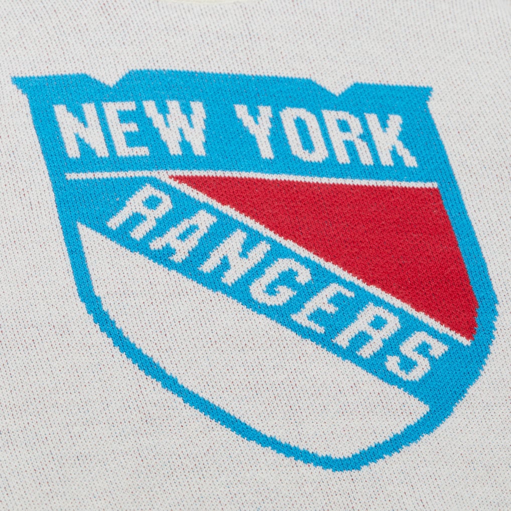 Pull rétro Mitchell & Ness pour homme des Rangers de New York, crème, avec logo du centenaire