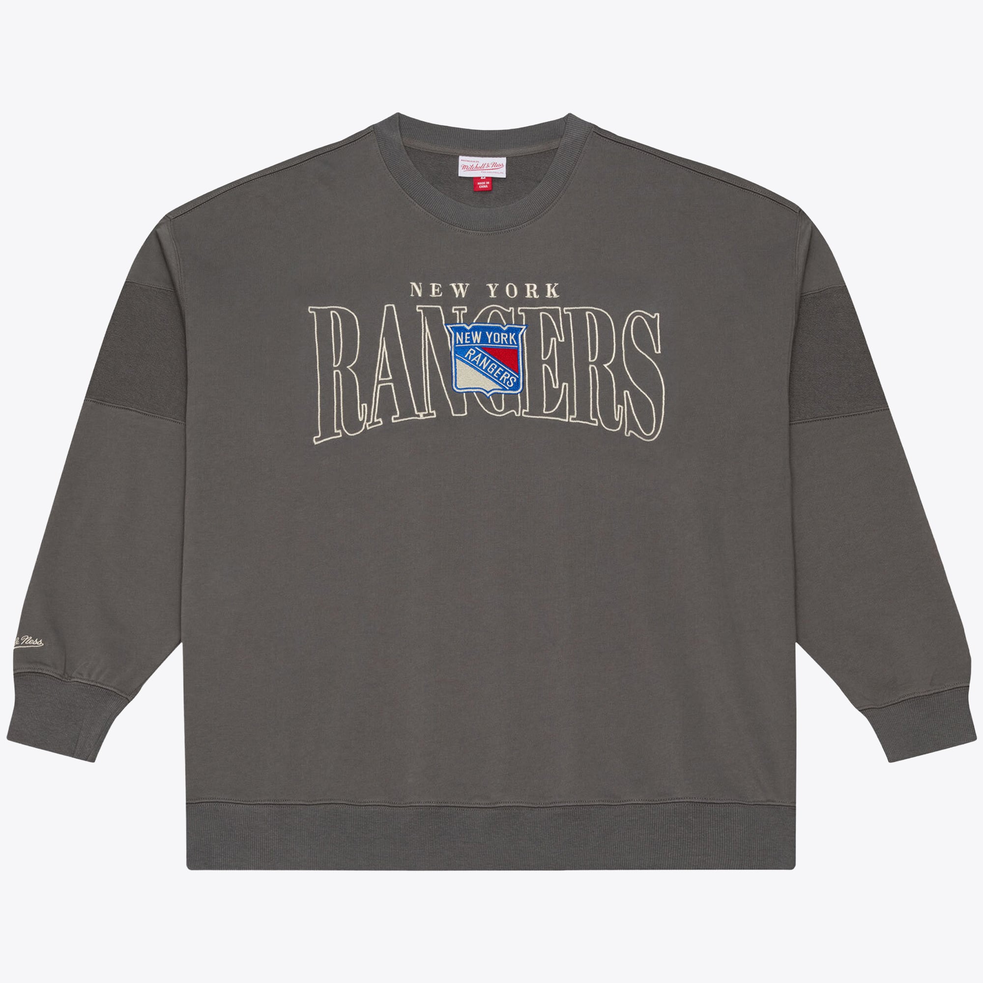 Men's Mitchell & Ness  Gray New York Rangers Heritage Hues Fleece Crew Sweatshirt