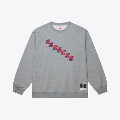  New York Rangers Mitchell & Ness Walk-Off Vintage Logo Fleece Crewneck Sweatshirt - Heather Gray