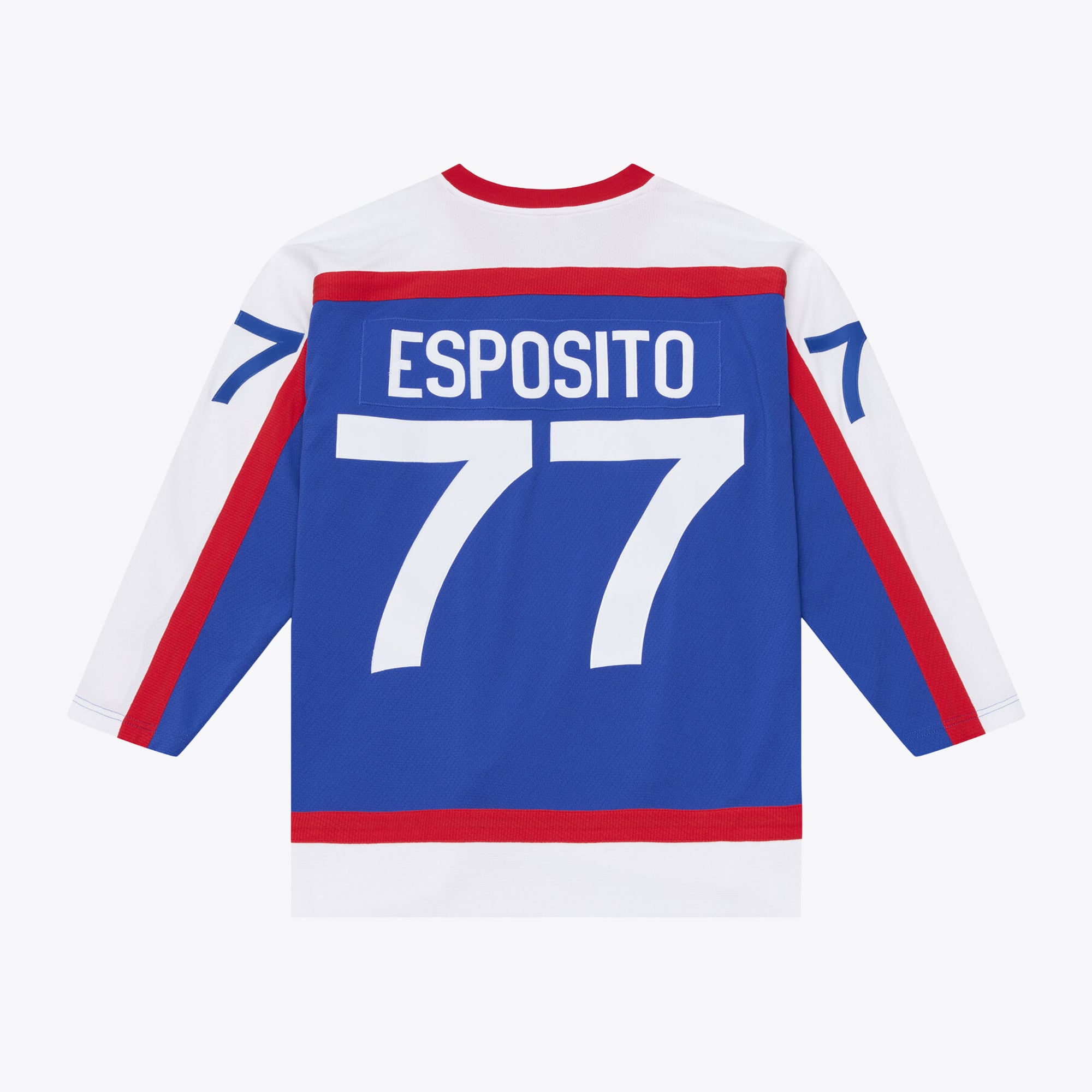 Maillot de jeu puissance Mitchell & Ness Phil Esposito bleu des Rangers New York 1977/78 pour homme