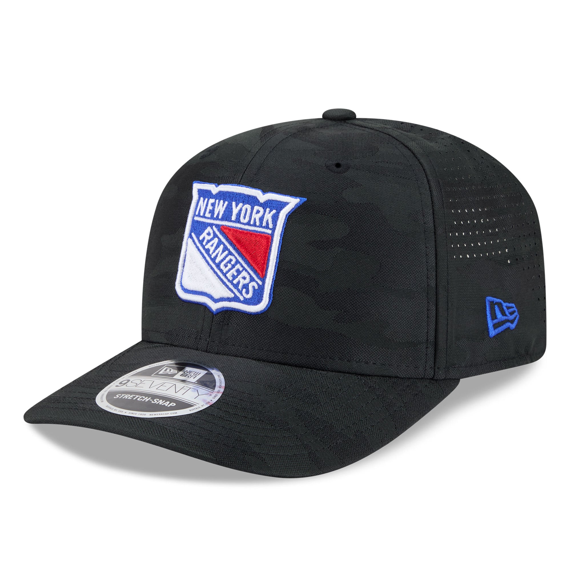 Casquette ajustable perforée New Era 9SEVENTY camouflage New York Rangers noire pour homme