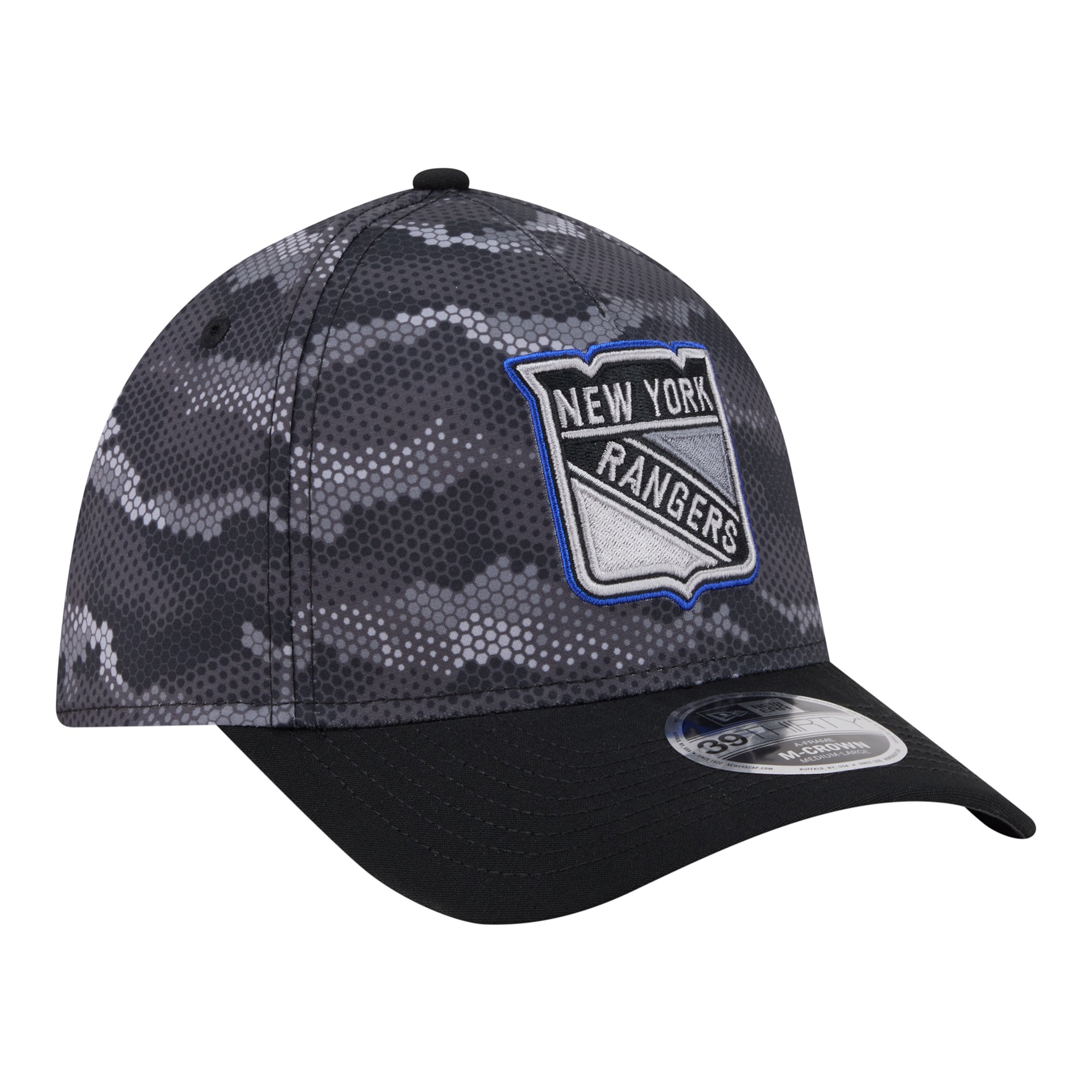 Men's New Era Black York Rangers Zero Dark 39THIRTY A-Frame M-Crown Flex Hat