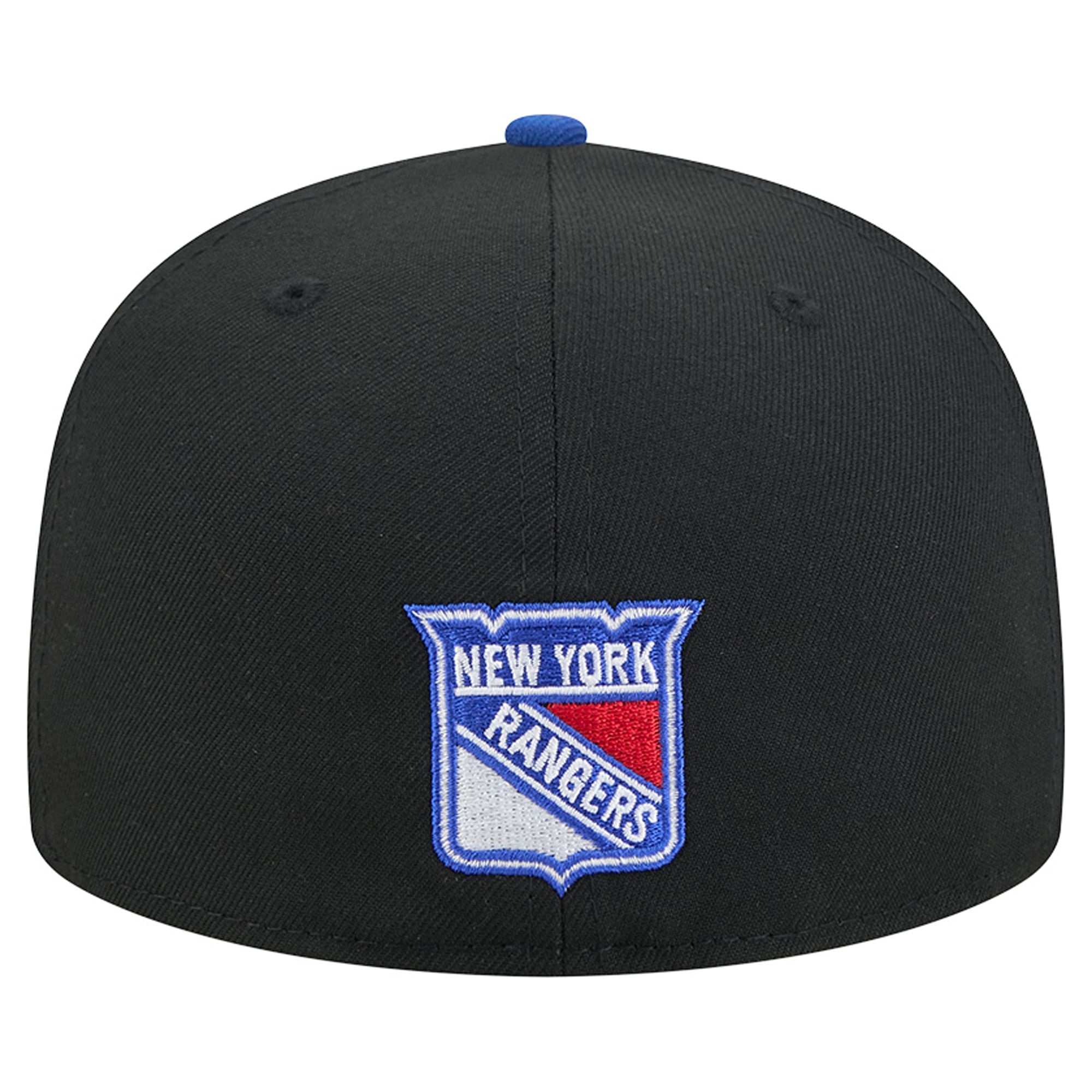 Casquette ajustée New Era 59FIFTY pour homme, noire et bleue, logo York Rangers City Icon, avec surpiqûres apparentes.