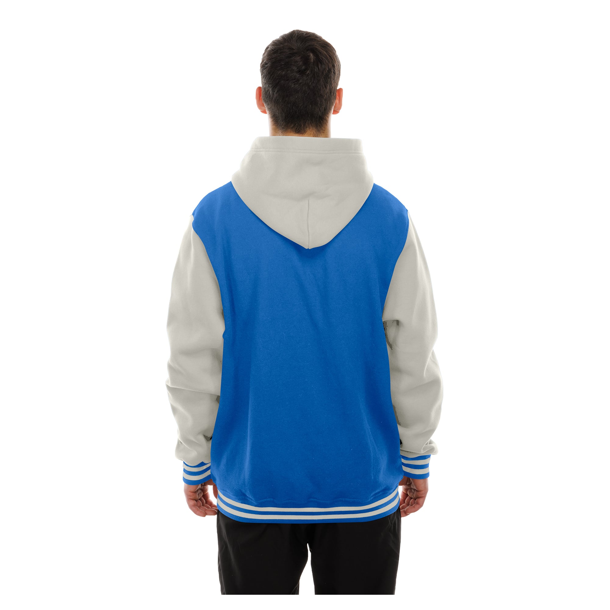 Veste universitaire à capuche New Era bleue/grise pour homme, York Rangers, fermeture boutons-pression.