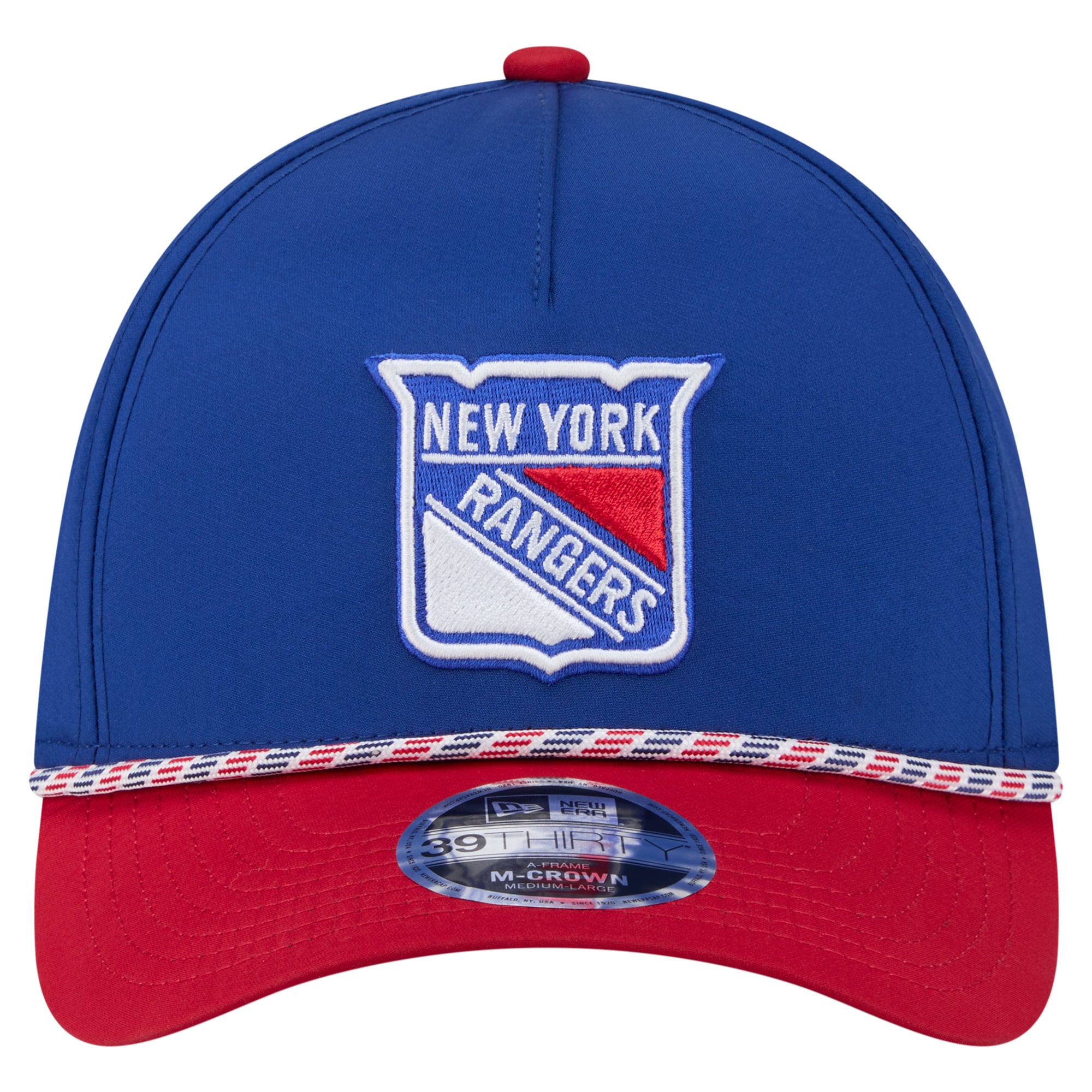 Men's New Era Blue/Red York Rangers 2-Tone Featherweight 39THIRTY A-Frame M-Crown Flex Hat
