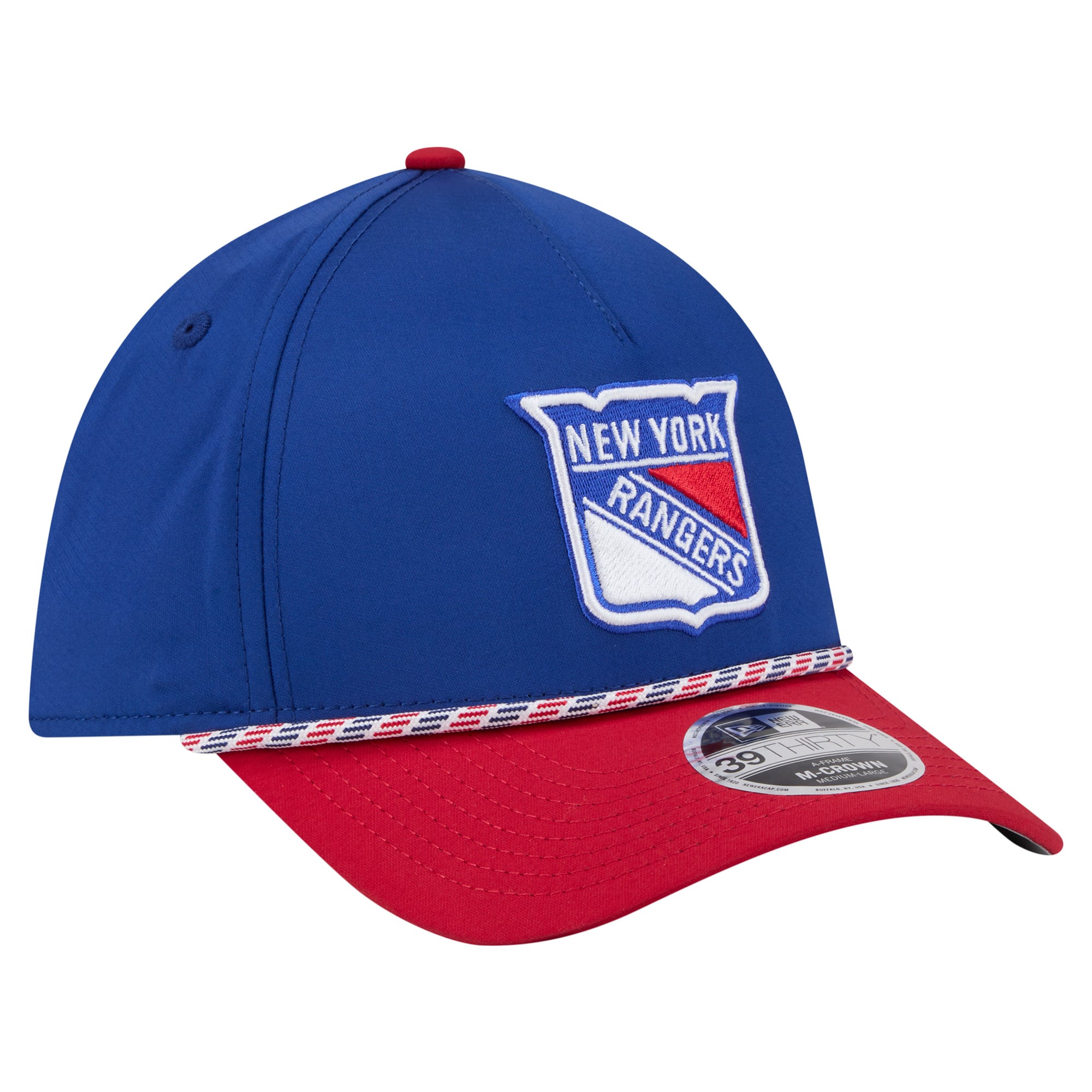 Men's New Era Blue/Red York Rangers 2-Tone Featherweight 39THIRTY A-Frame M-Crown Flex Hat