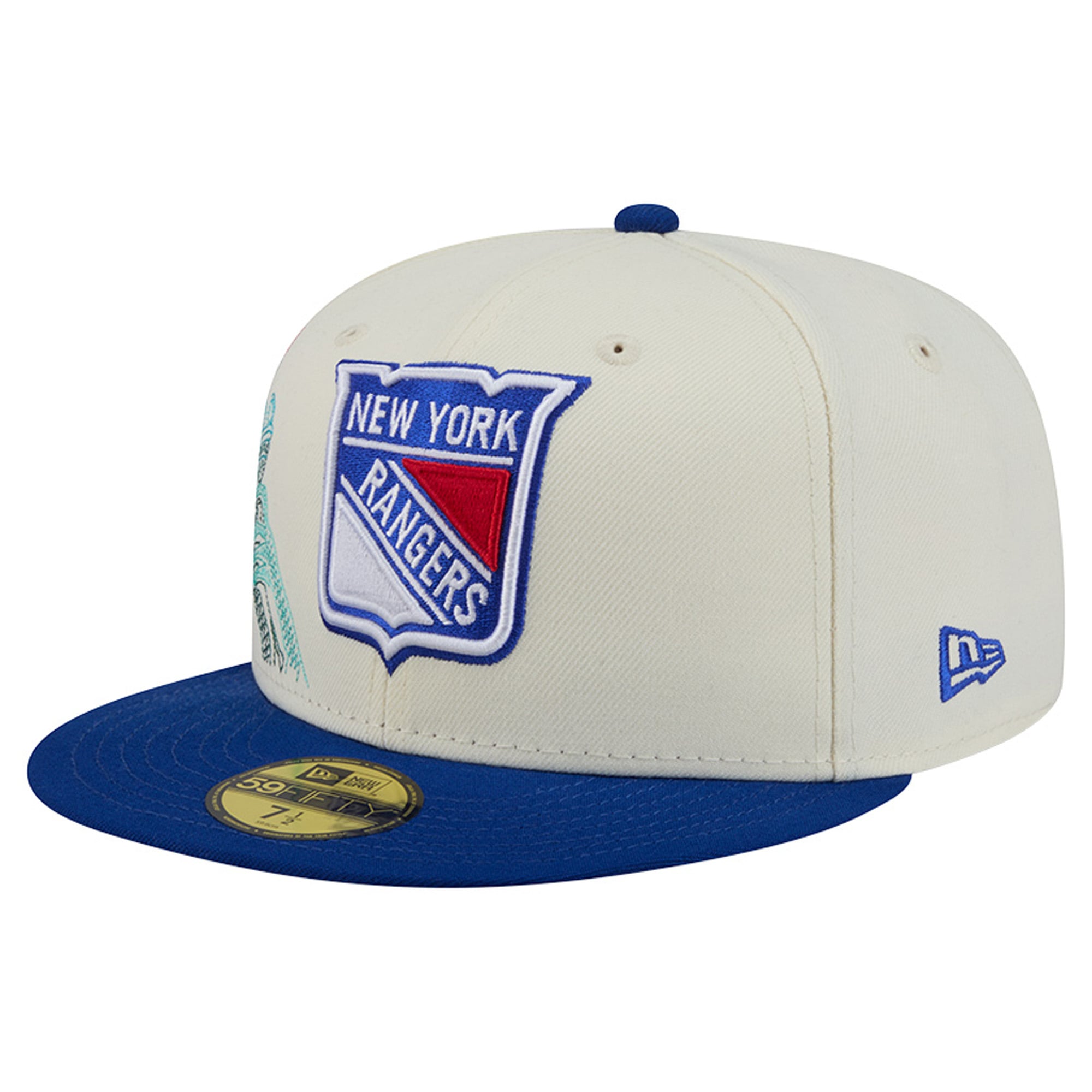 Men's New Era Cream/Blue York Rangers Localized Stitched 59FIFTY Fitted Hat