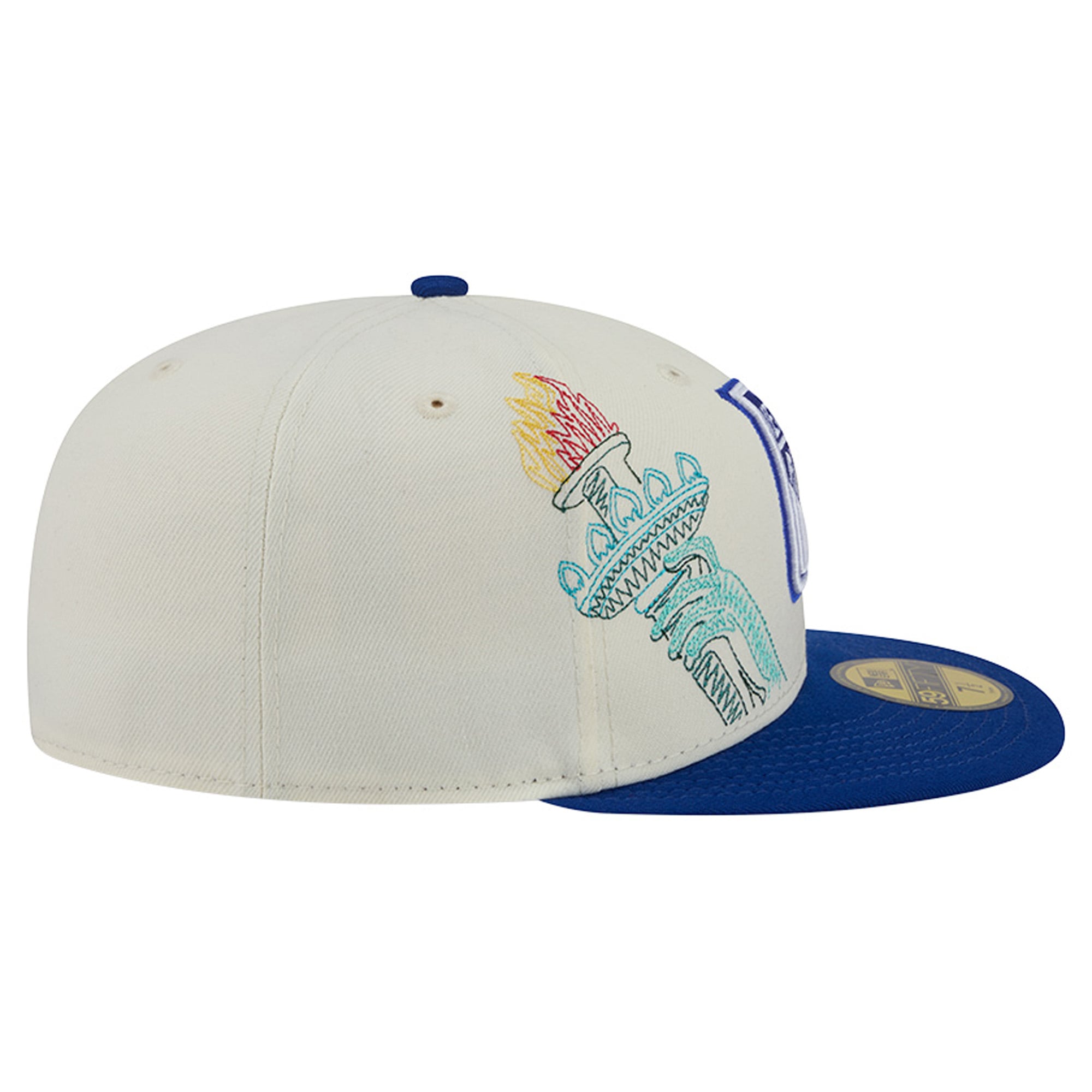 Men's New Era Cream/Blue York Rangers Localized Stitched 59FIFTY Fitted Hat