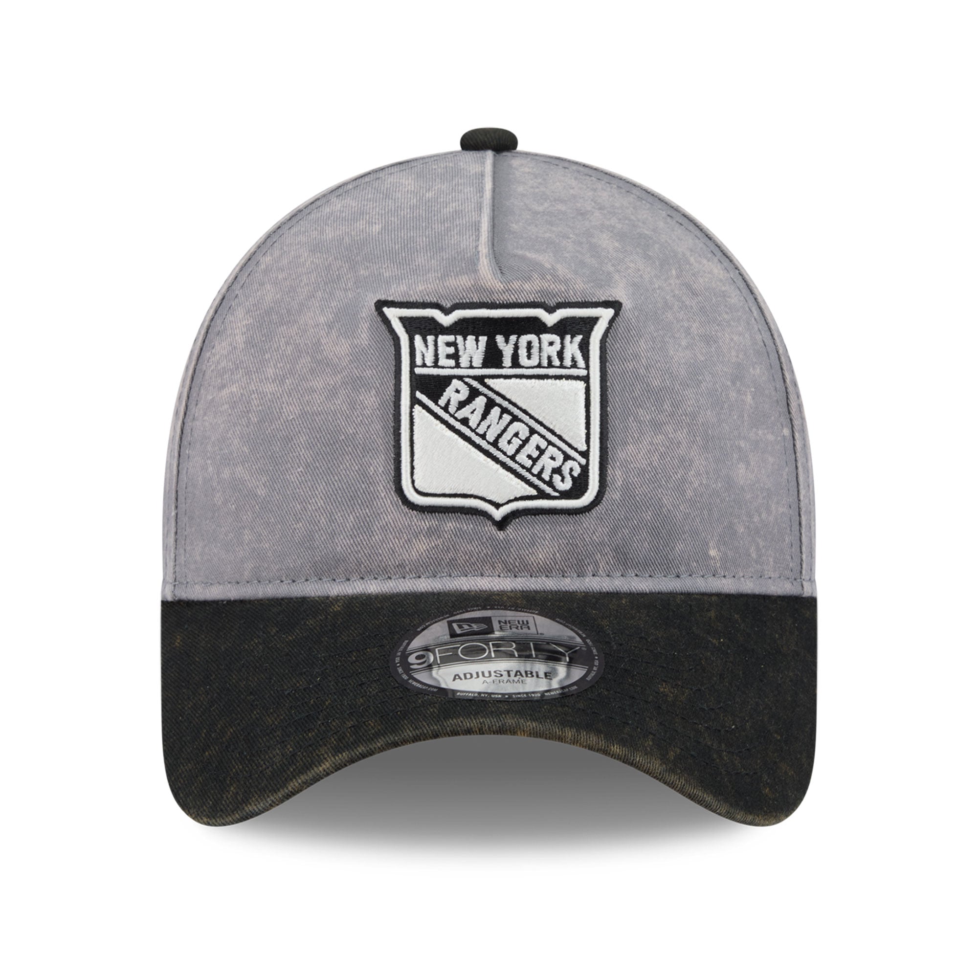 Men's New Era Gray/Black New York Rangers Storm A-Frame 9FORTY Adjustable Hat
