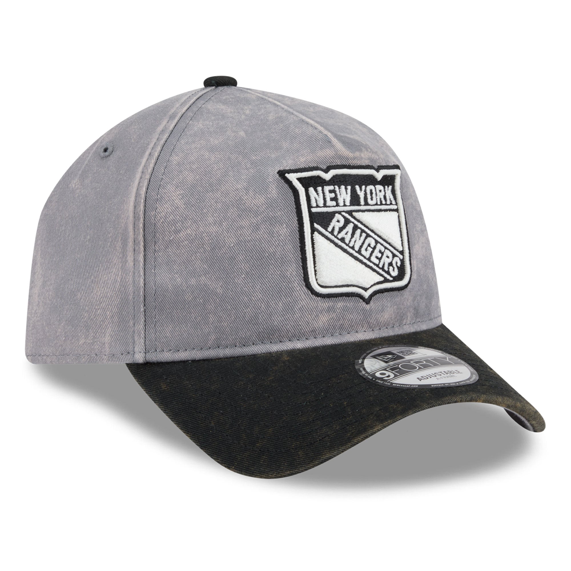 Men's New Era Gray/Black New York Rangers Storm A-Frame 9FORTY Adjustable Hat