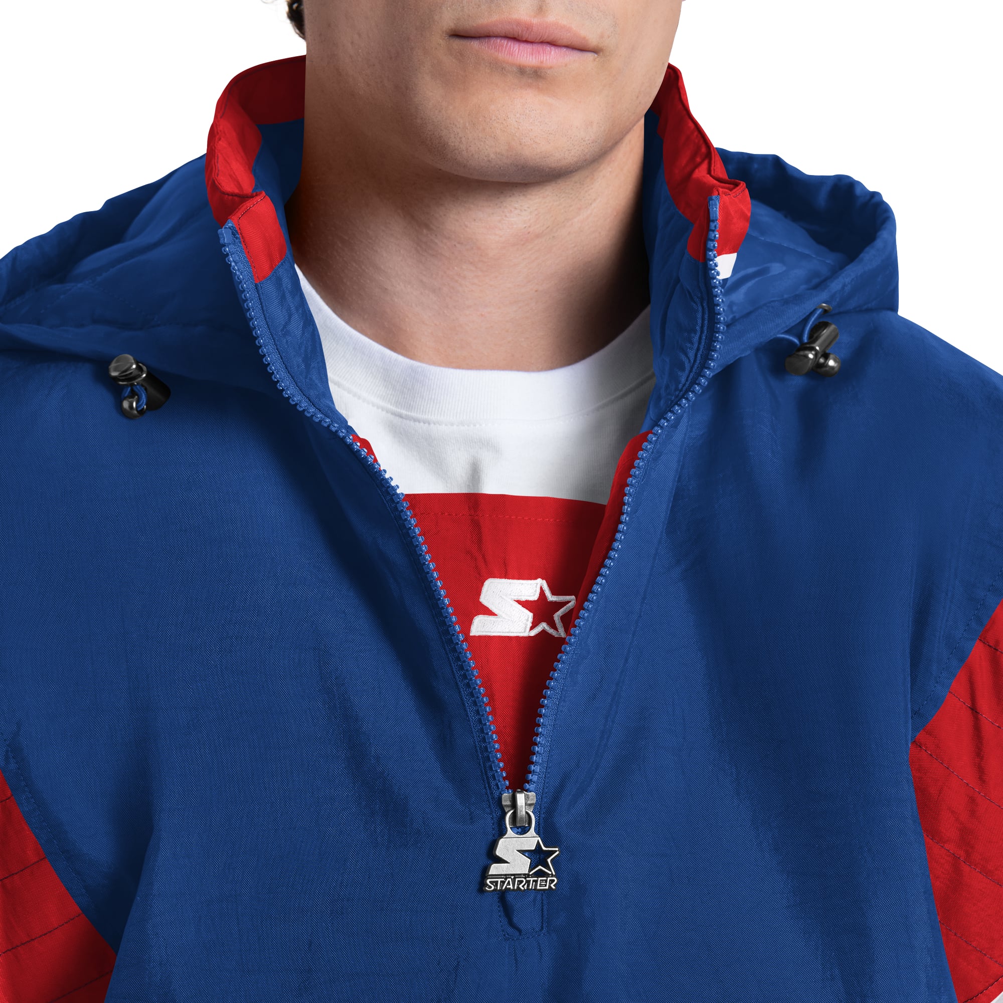 Veste à capuche demi-zip Starter bleue pour homme