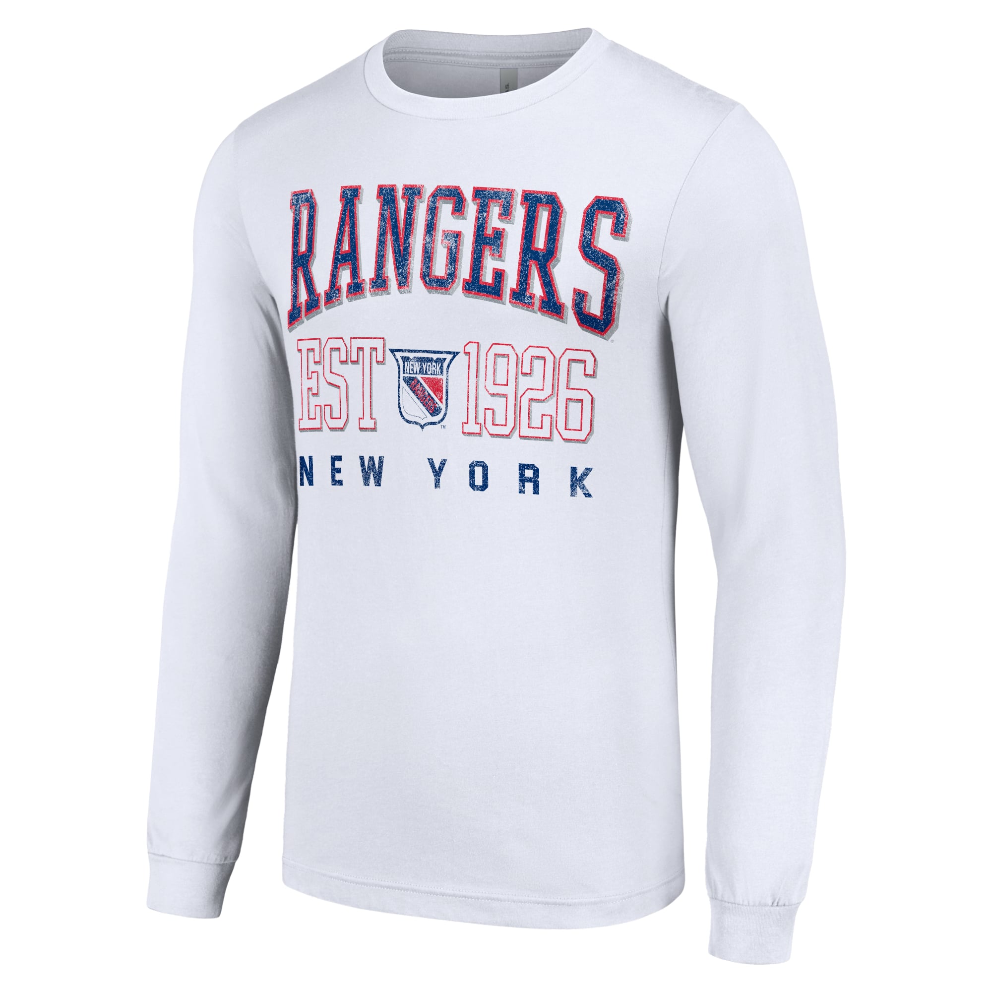 Men's Starter White New York Rangers Retro Graphic Long Sleeve Crew T-Shirt