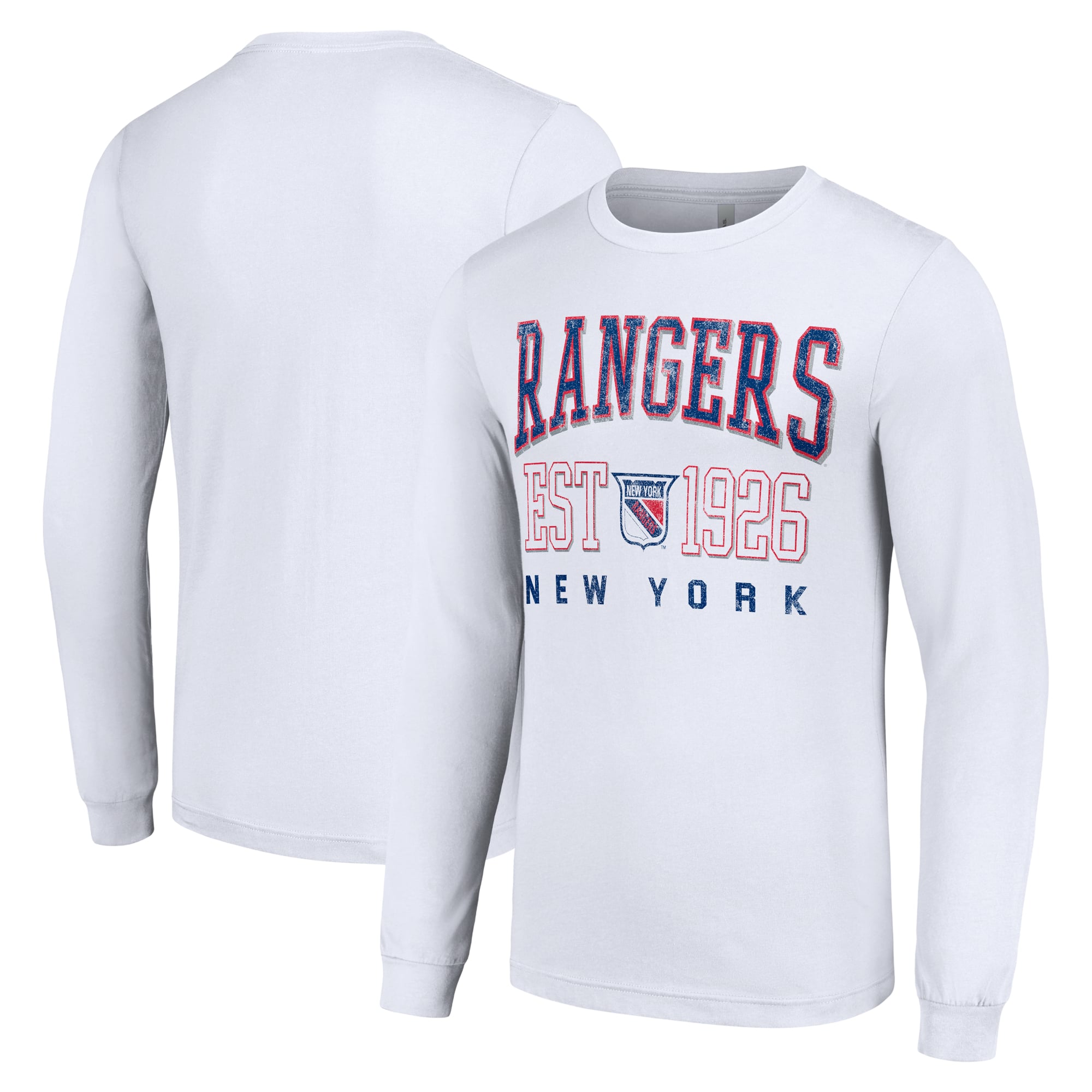 Men's Starter White New York Rangers Retro Graphic Long Sleeve Crew T-Shirt