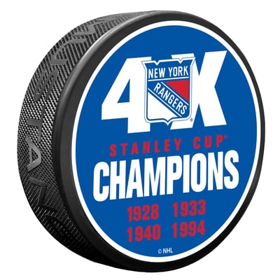 New York Rangers 4X Champions Hockey Puck