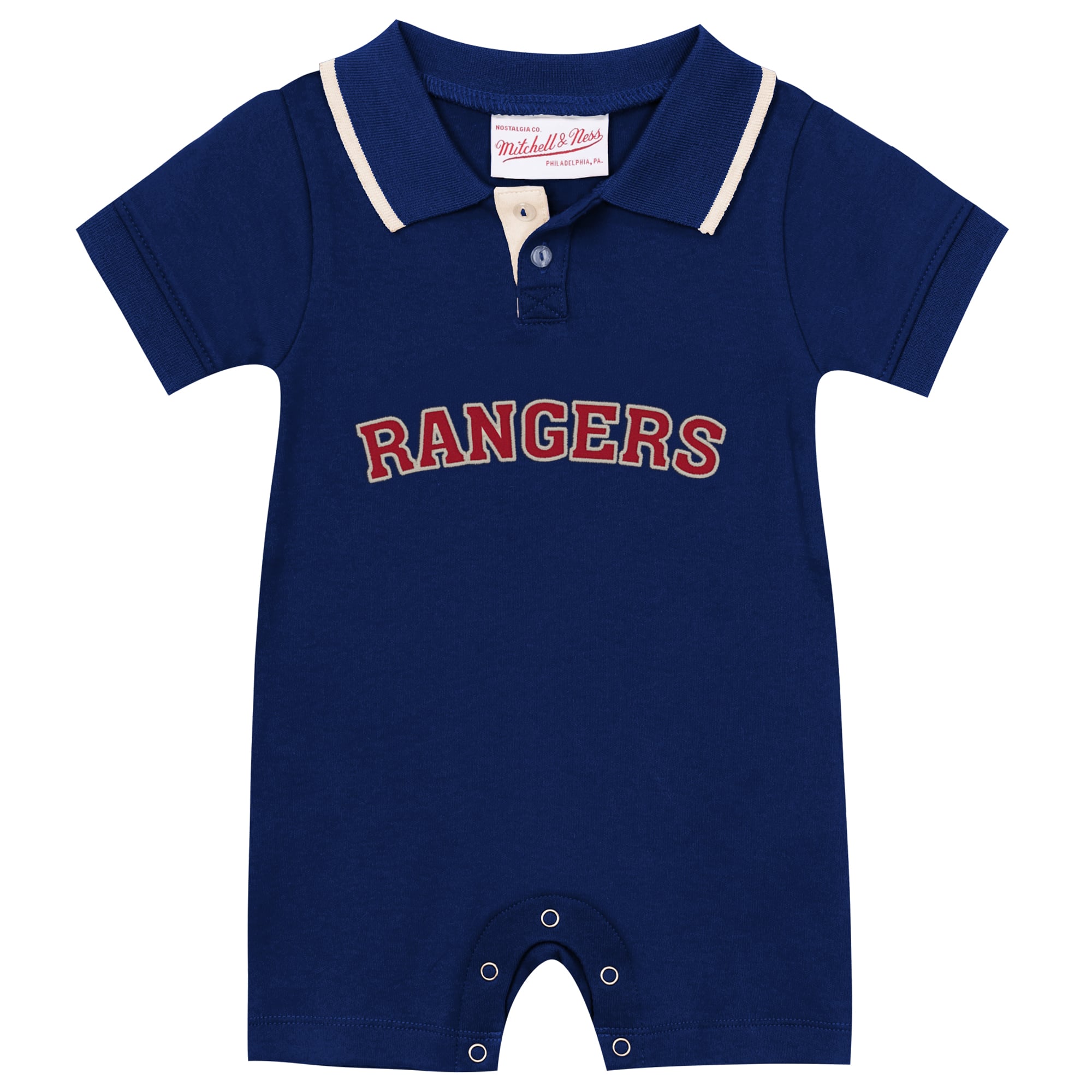 Grenouillère de rugby rétro New York Rangers bleu marine pour nouveau-né et bébé Mitchell & Ness