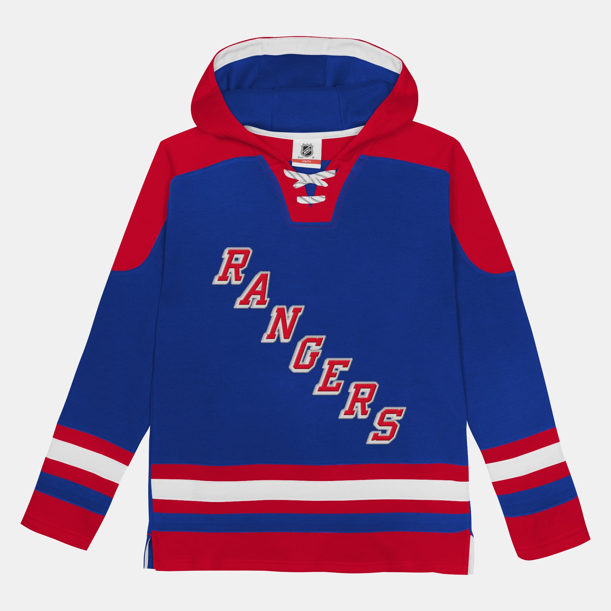 Sweat à capuche raglan col en V bleu New York Rangers pour enfants d'âge préscolaire