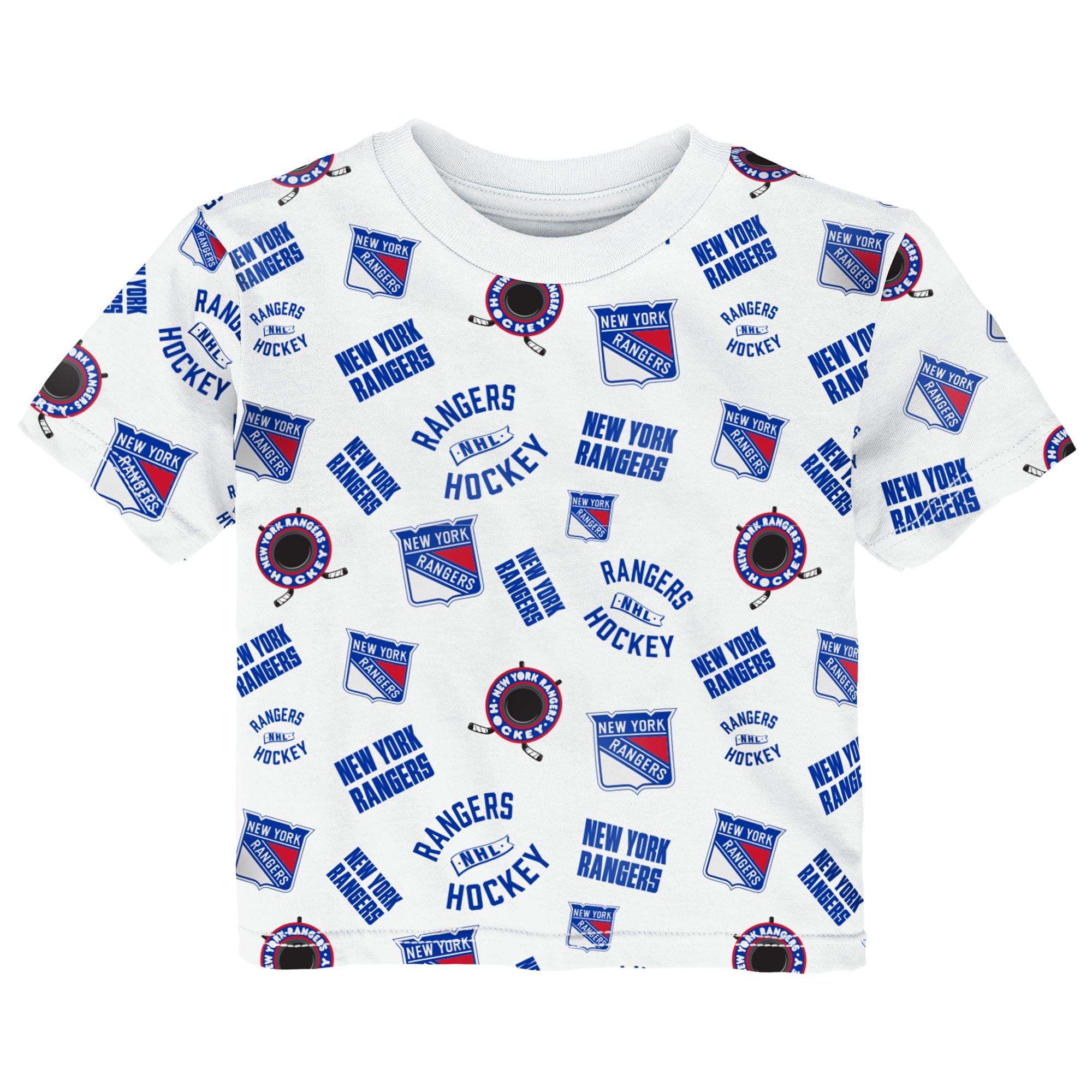 Toddler Outerstuff White New York Rangers Run Down Allover Print T-Shirt