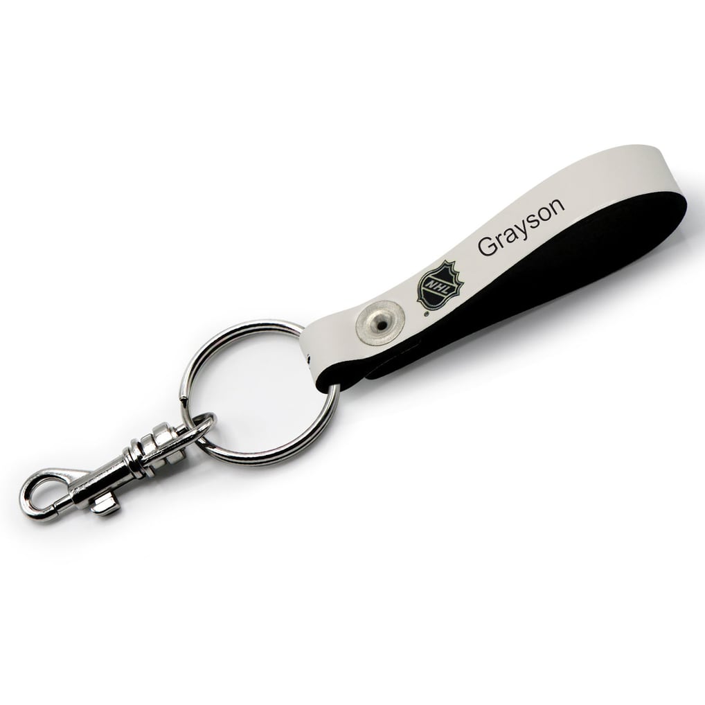 New York Rangers White Personalized Leather Loop Keychain