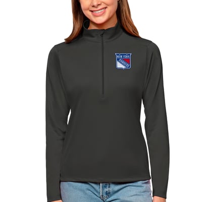 New York Rangers Antigua Women's Tribute Quarter-Zip Pullover Top - Charcoal