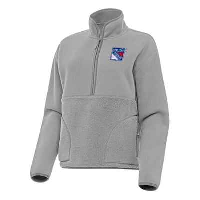 New York Rangers Antigua Women's Figure Half-Zip Pullover Sweatshirt - Gray