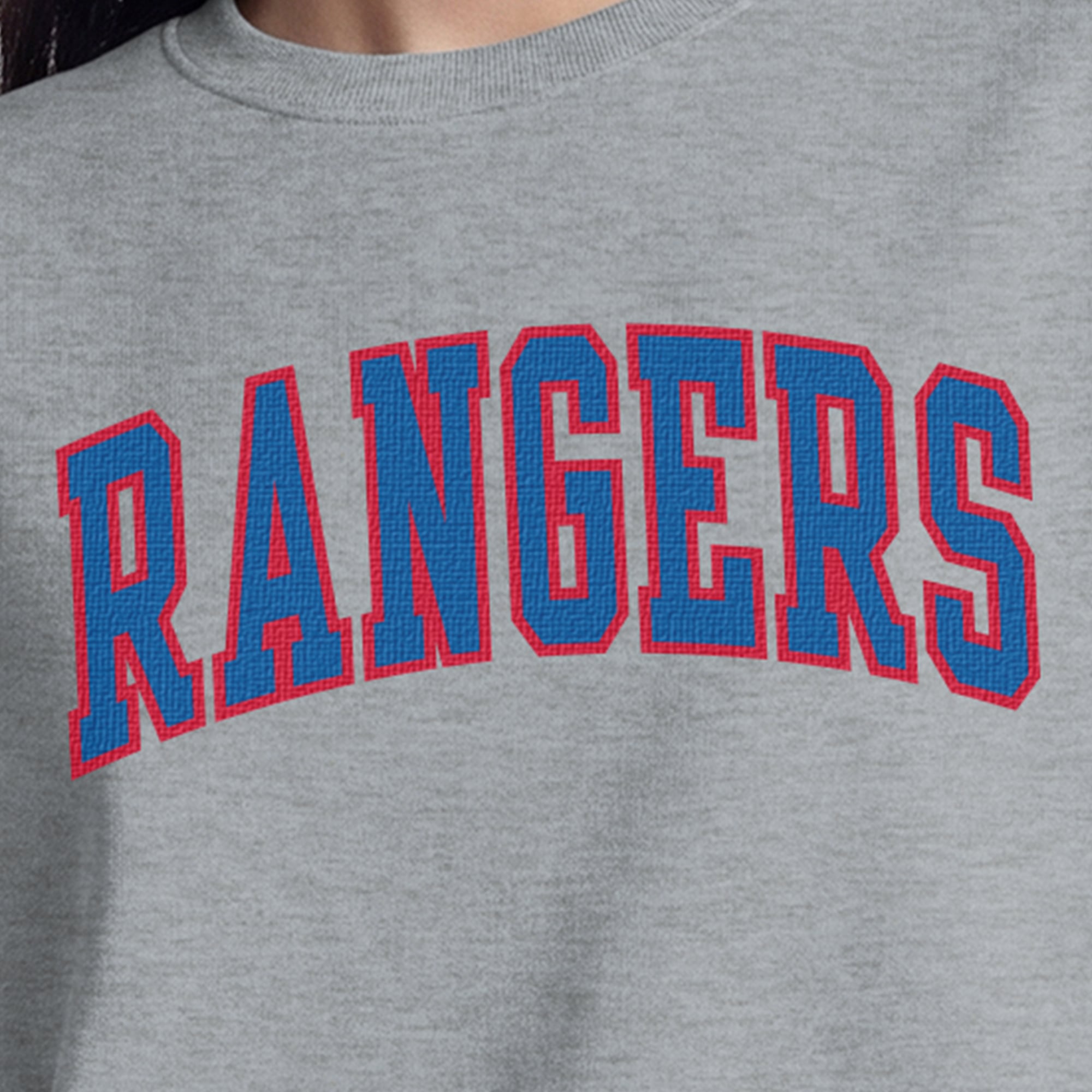 Women's Champion  Heather Gray New York Rangers Applique Crewneck Sweatshirt