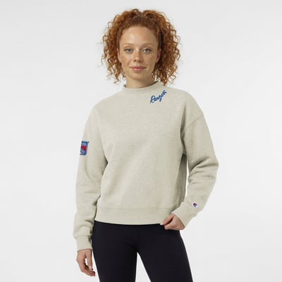 New York Rangers Champion Women's Collar Script Triumph Tri-Blend Fleece Sweatshirt - Oatmeal