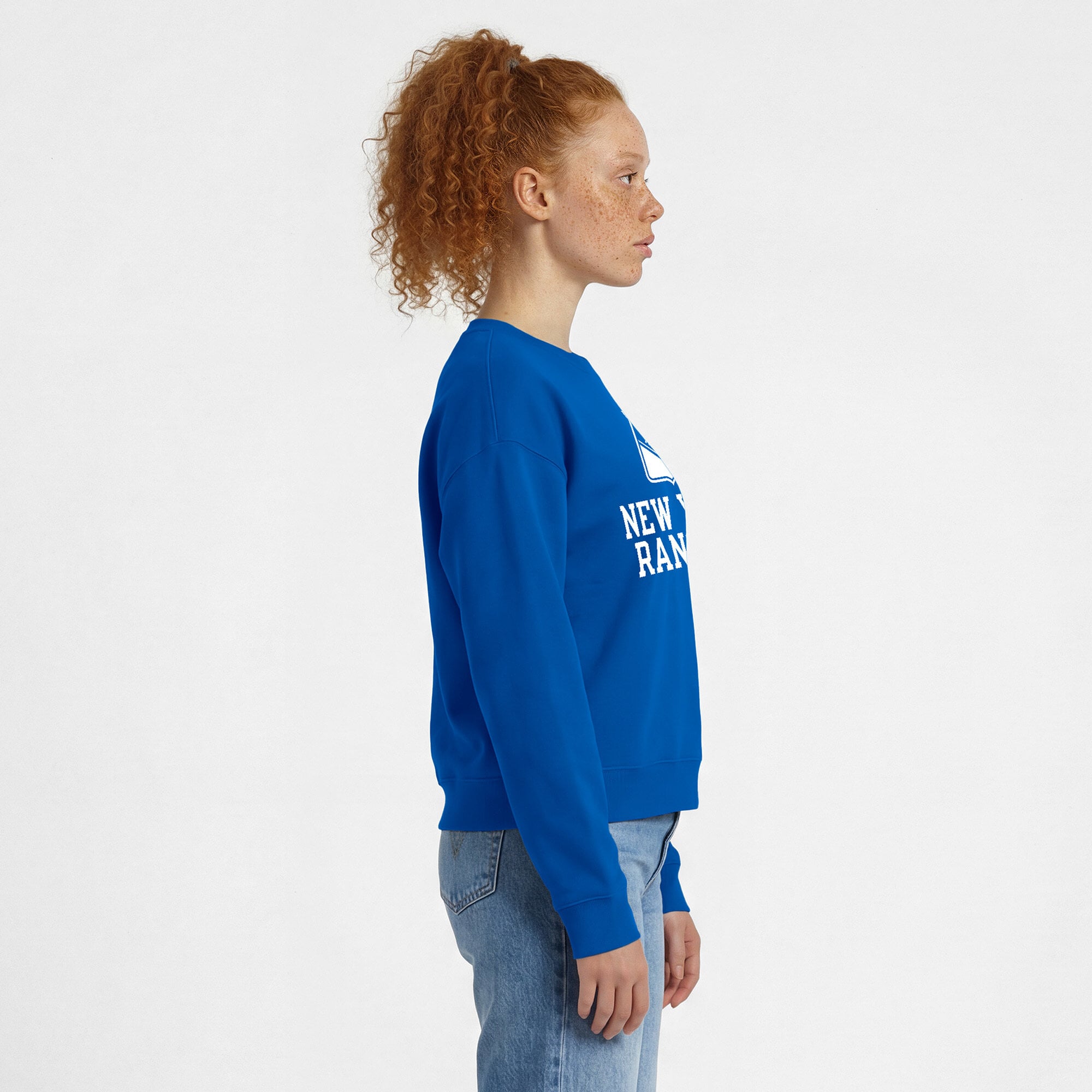 Women's Champion  Royal New York Rangers Wordmark Lockup Powerblend Sweatshirt