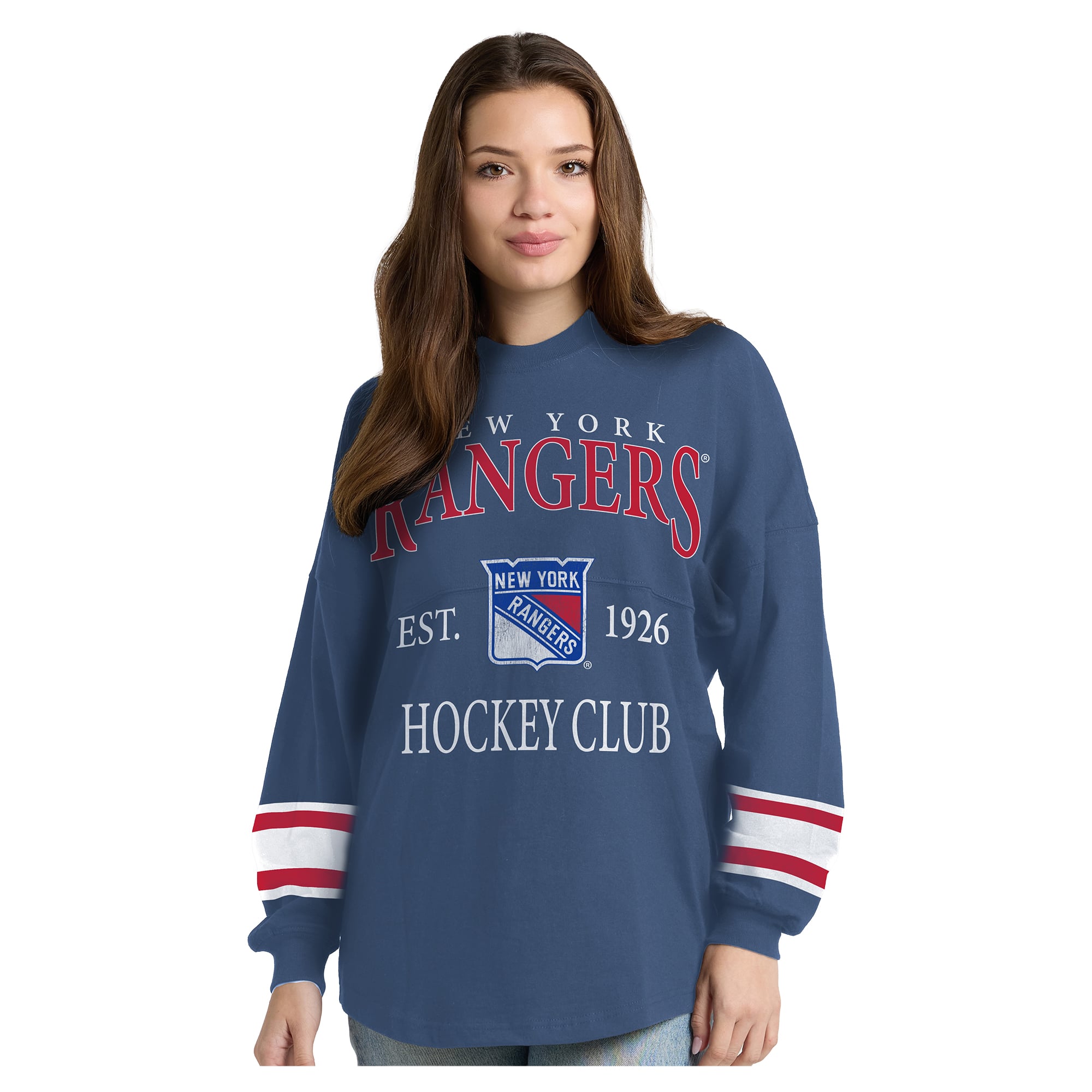 T-shirt à manches longues épais Fanatics Blue New York Rangers Hockey Club Spirit Jersey pour femmes