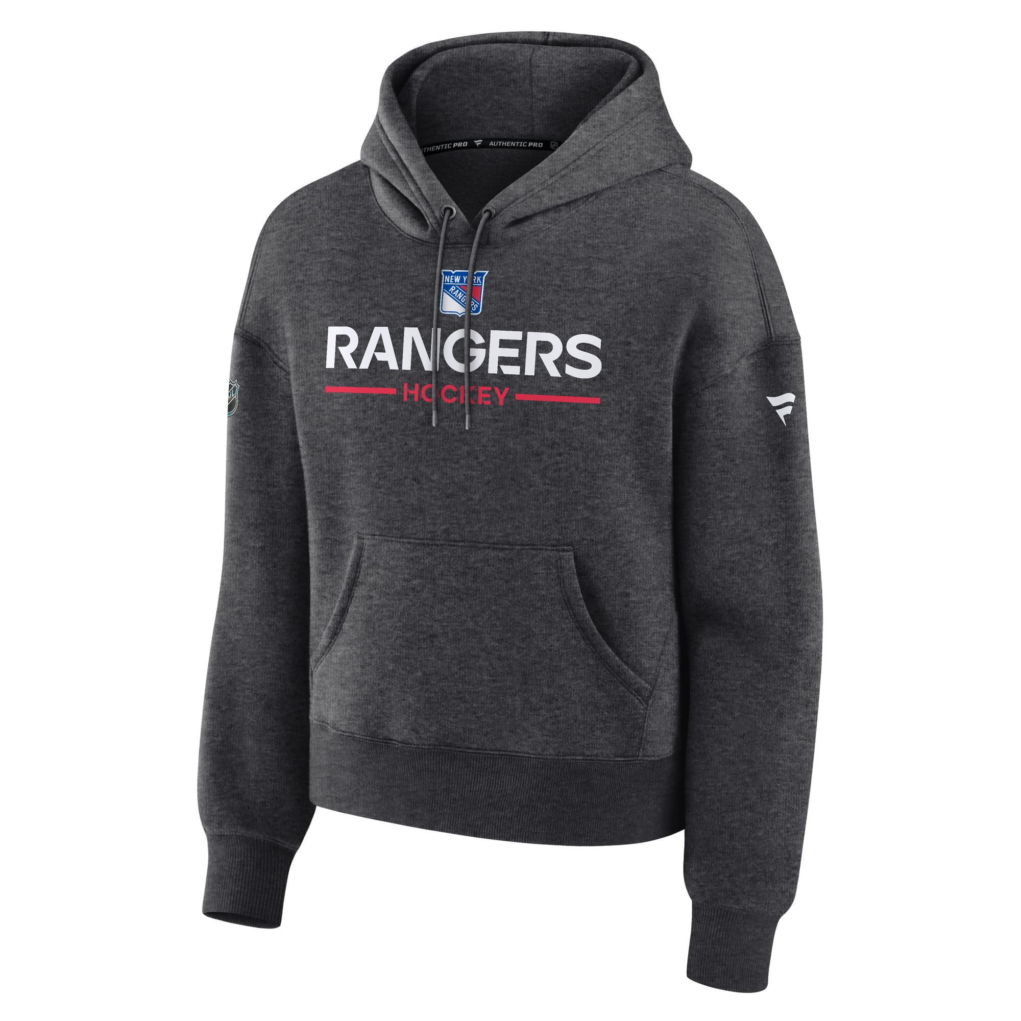 Sweat à capuche authentique New York Rangers Pro Primary pour femme, couleur anthracite, de la marque Fanatics.