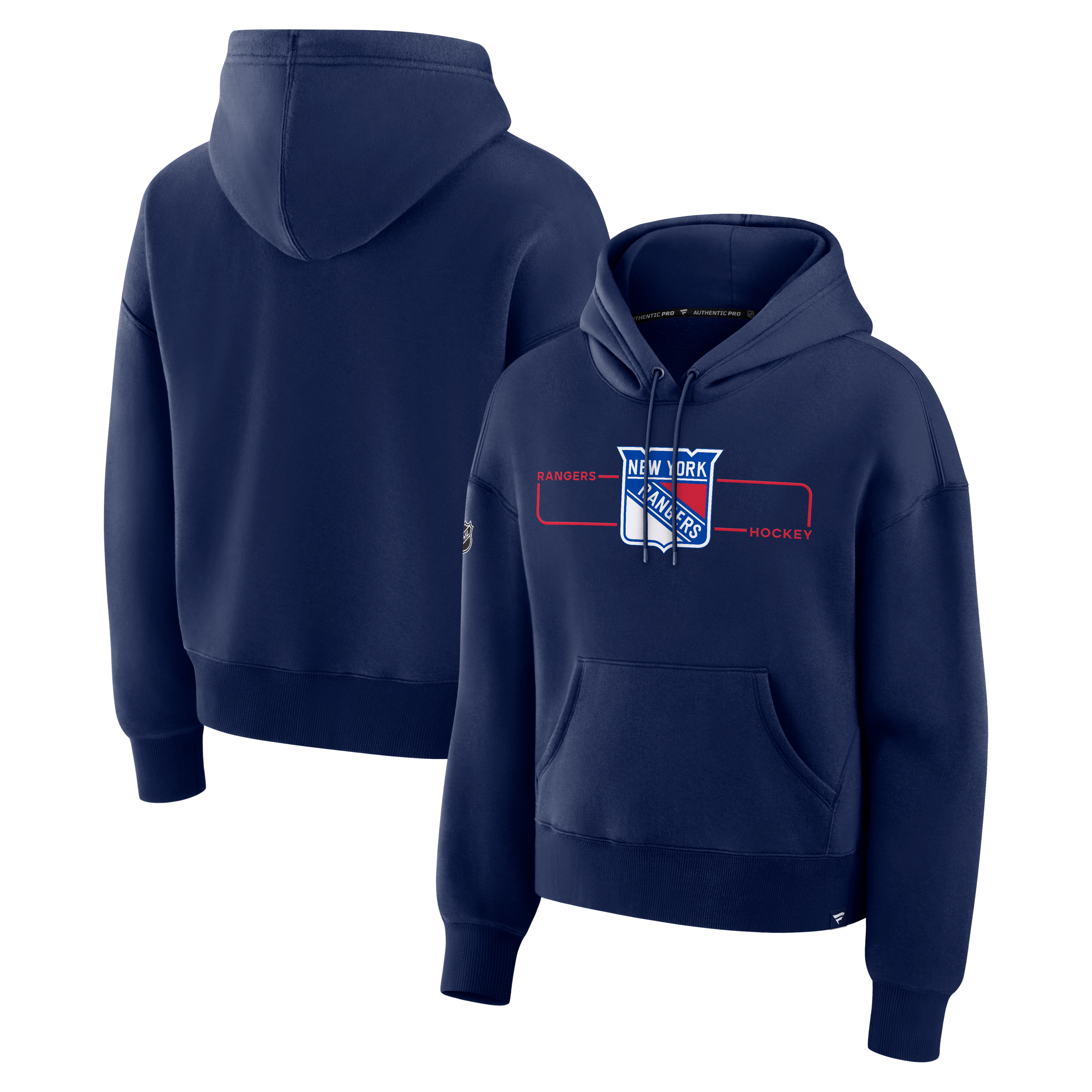 Sweat à capuche authentique New York Rangers bleu marine pour femme (Fanatics)