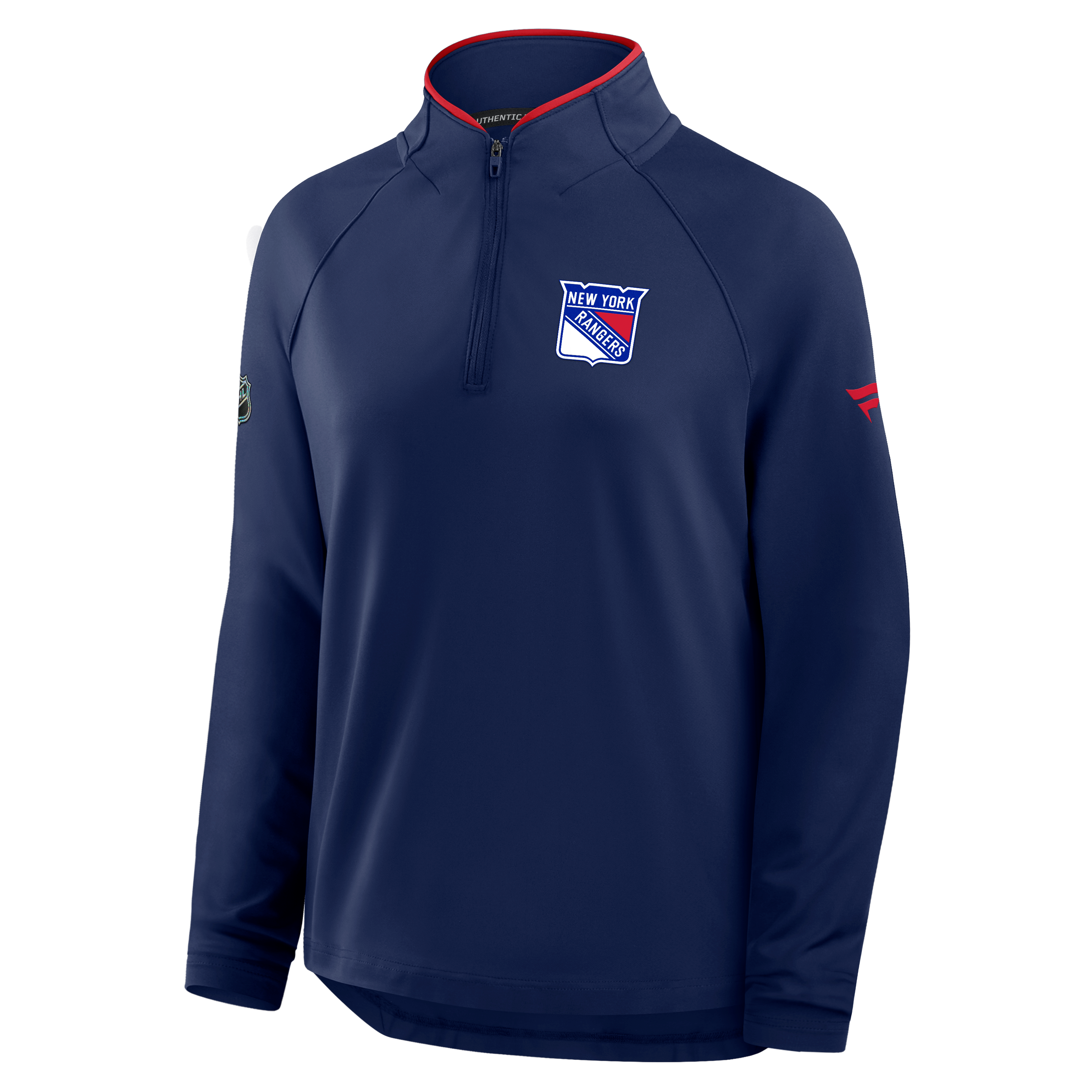 Women's Fanatics Navy New York Rangers Authentic Pro Rink Raglan Lightweight Quarter-Zip Pullover