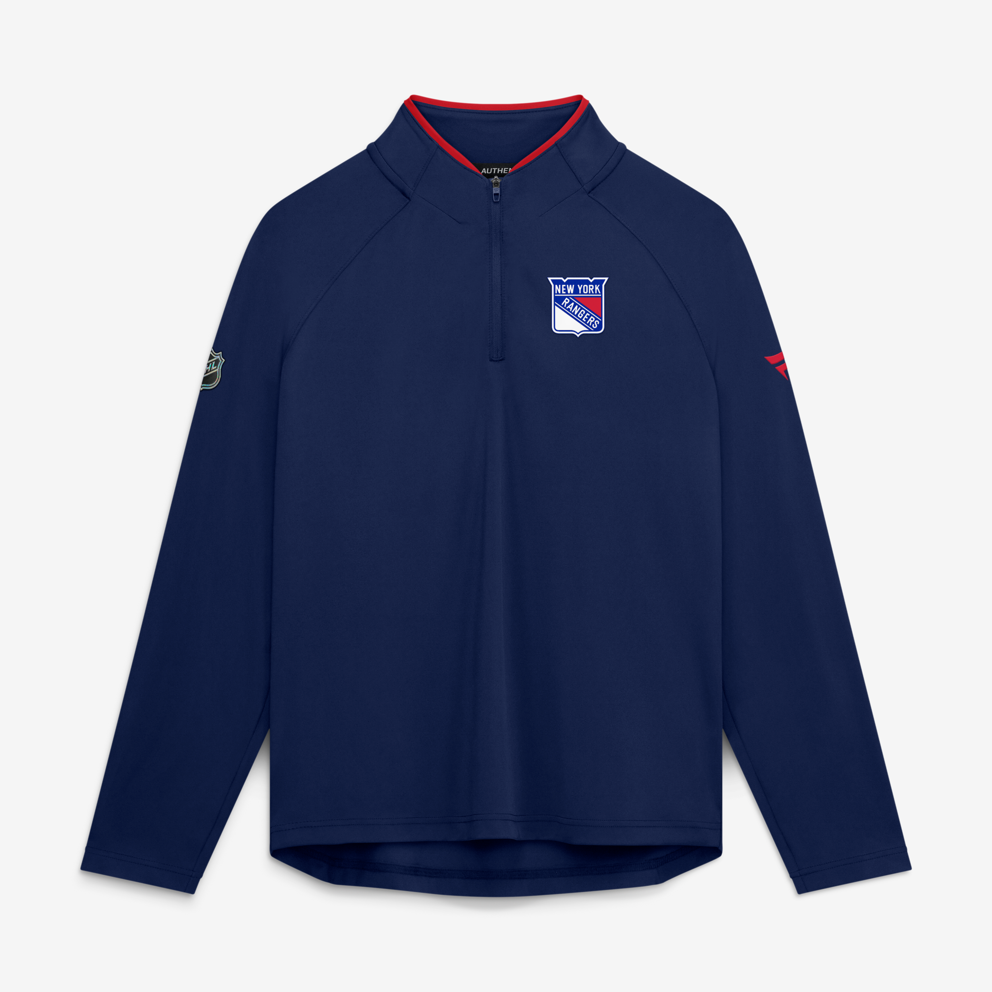 Pull-over léger à col zippé Fanatics Navy New York Rangers Authentic Pro Rink pour femme