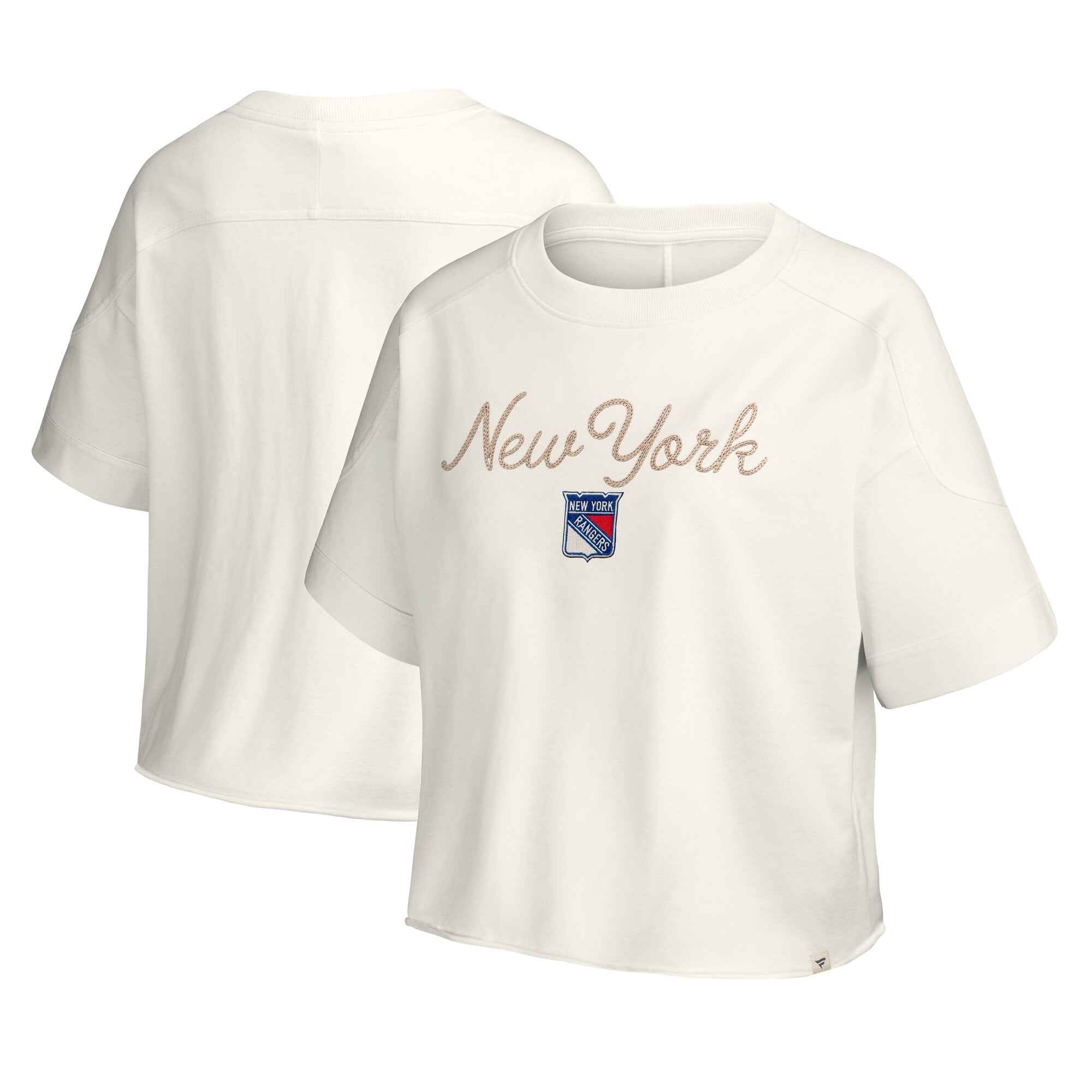 Haut à coutures chaînette crème New York Rangers pour femme (Fanatics)