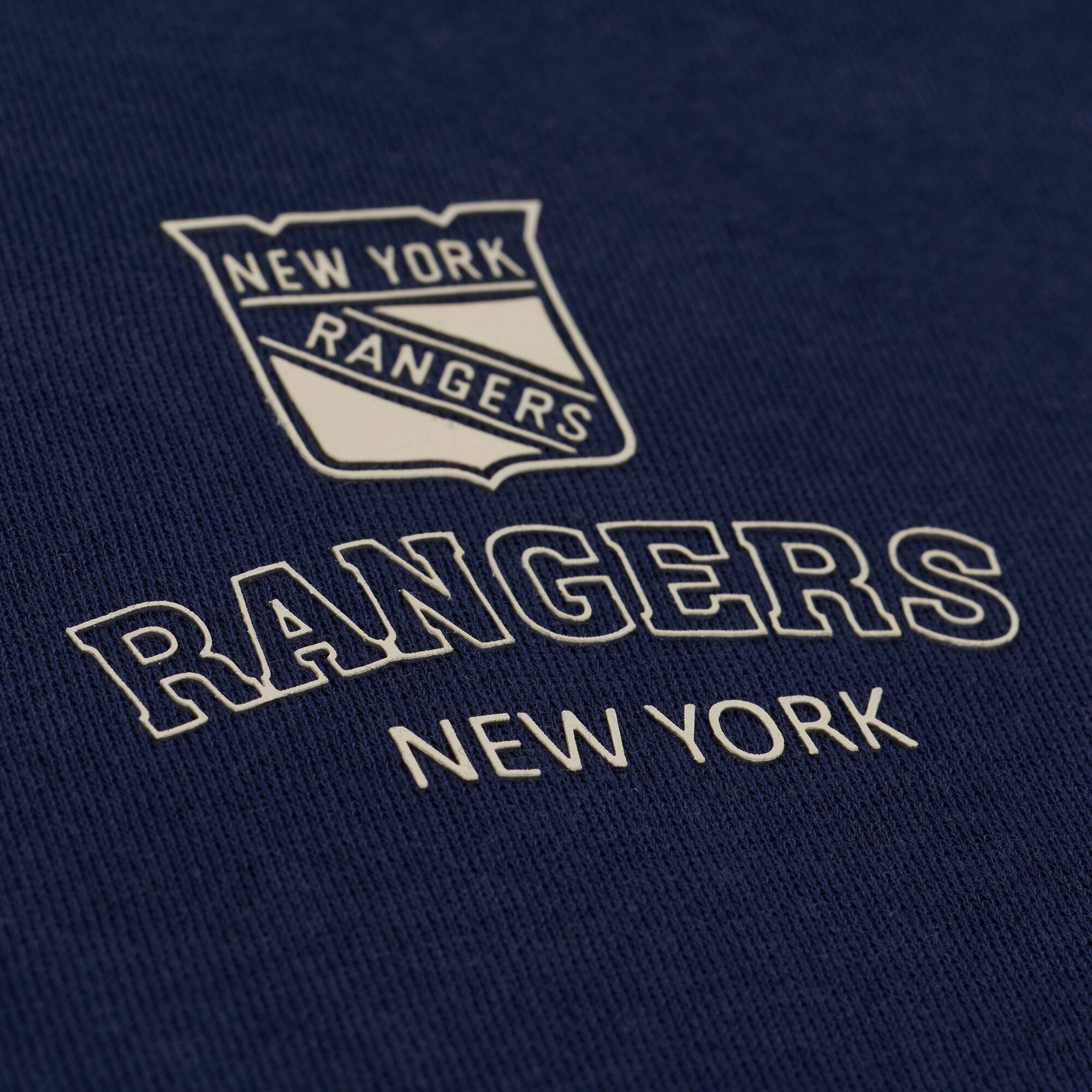 Sweat-shirt Mitchell & Ness Core Essentials bleu marine pour femme, modèle New York Rangers.