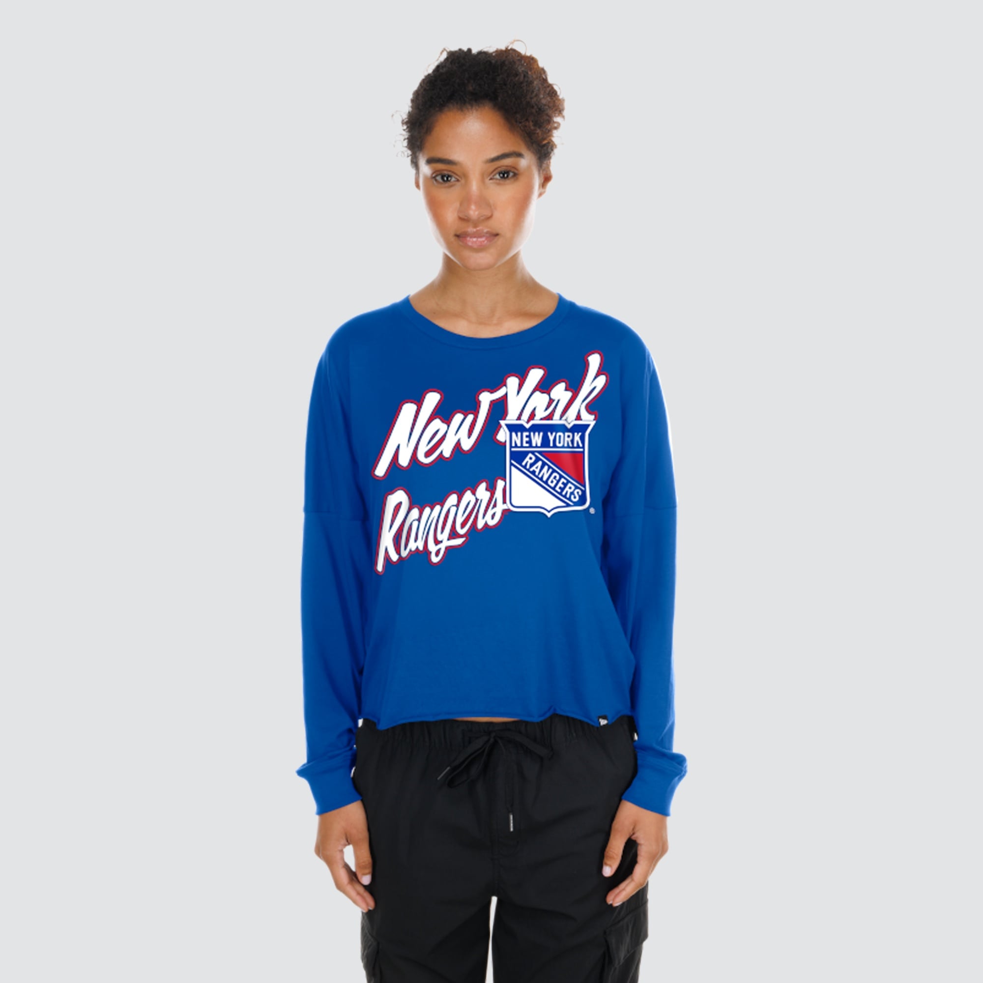 Women's New Era  Blue York Rangers Oversized Boxy Long Sleeve T-Shirt