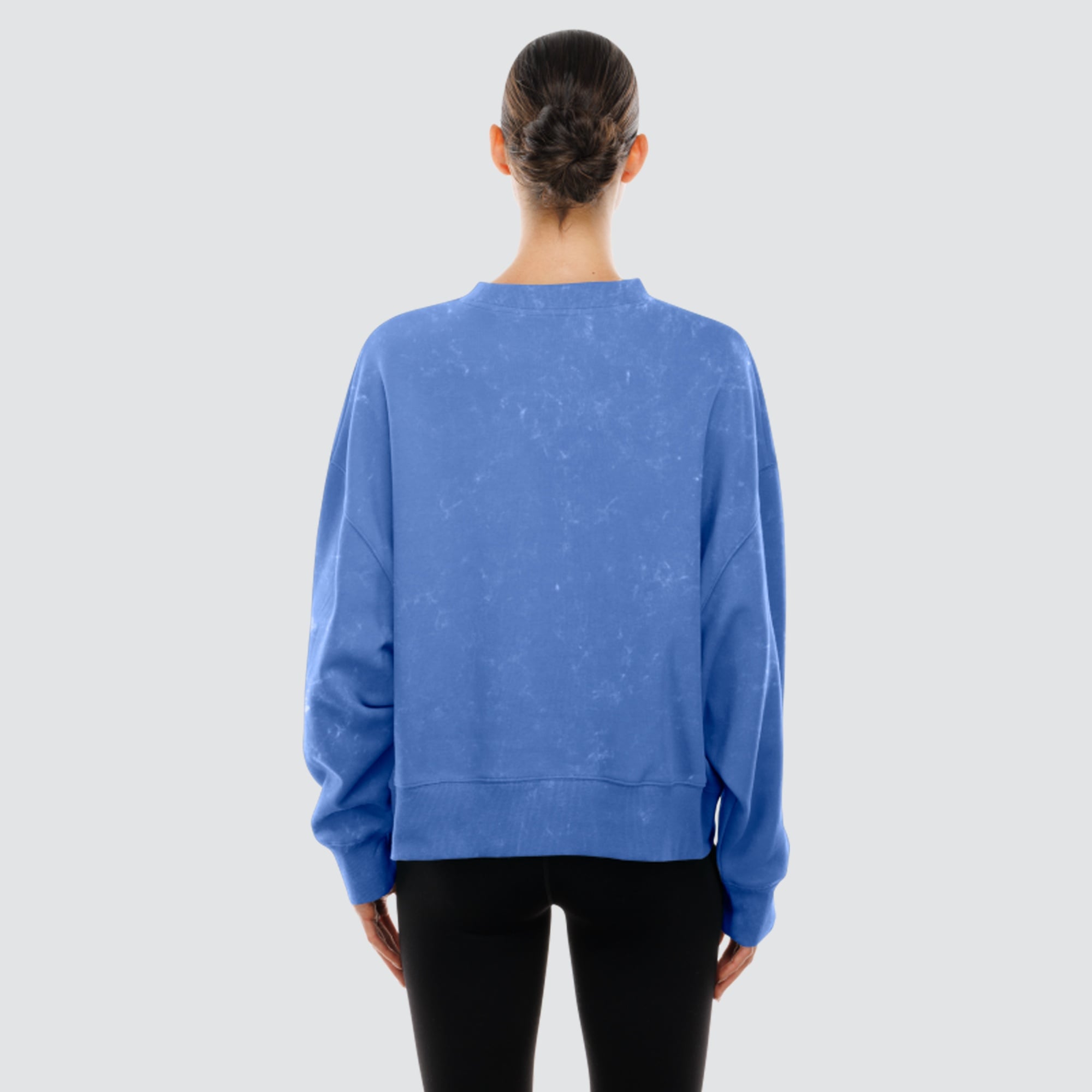 Sweat-shirt à col rond New Era bleu York Rangers pour femme, style rétro, en molleton délavé.