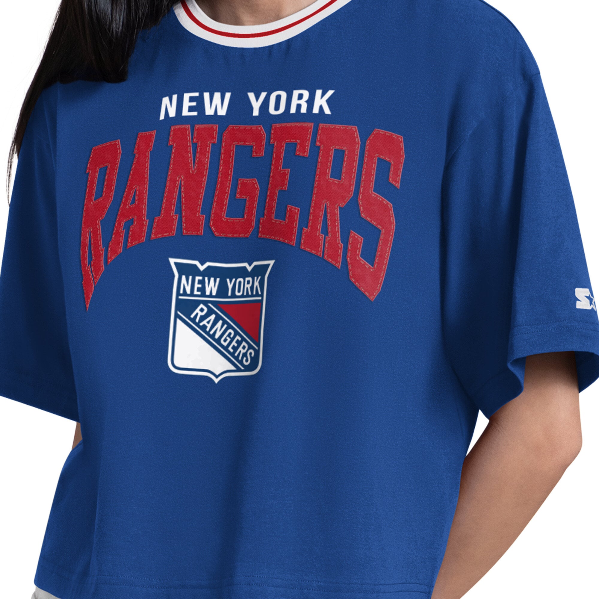 T-shirt court Starter bleu pour femme, New York Rangers Ace