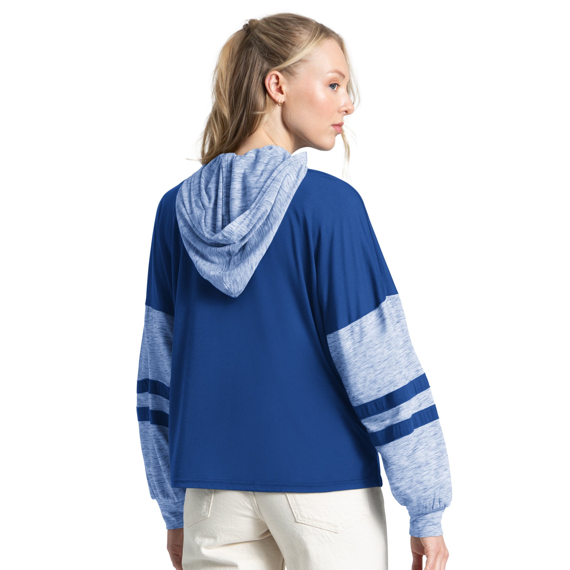 T-shirt à capuche manches longues Starter Royal New York Rangers Fuel Up pour femmes