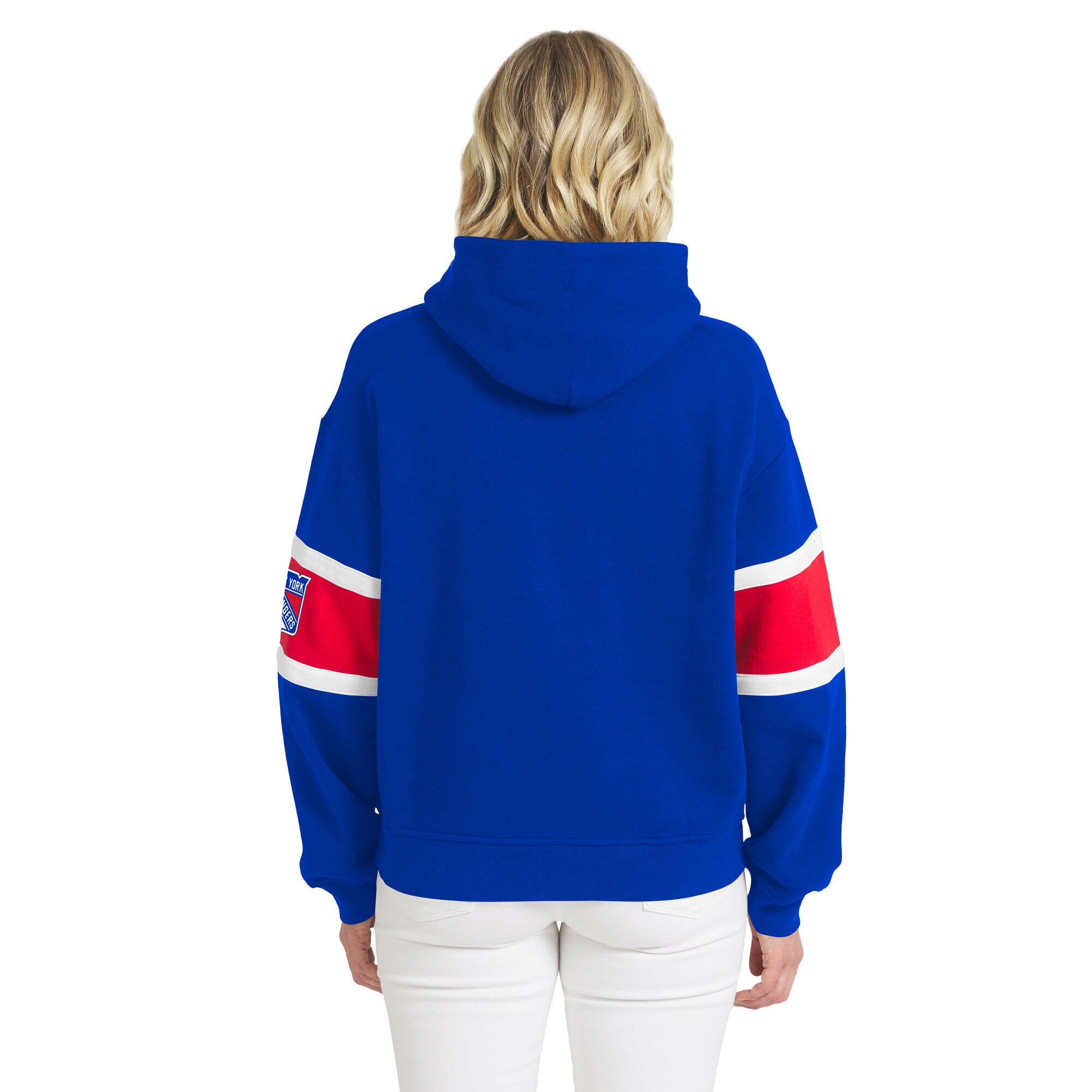 Sweat à capuche rayé bleu New York Rangers de la marque WEAR by Erin Andrews pour femme